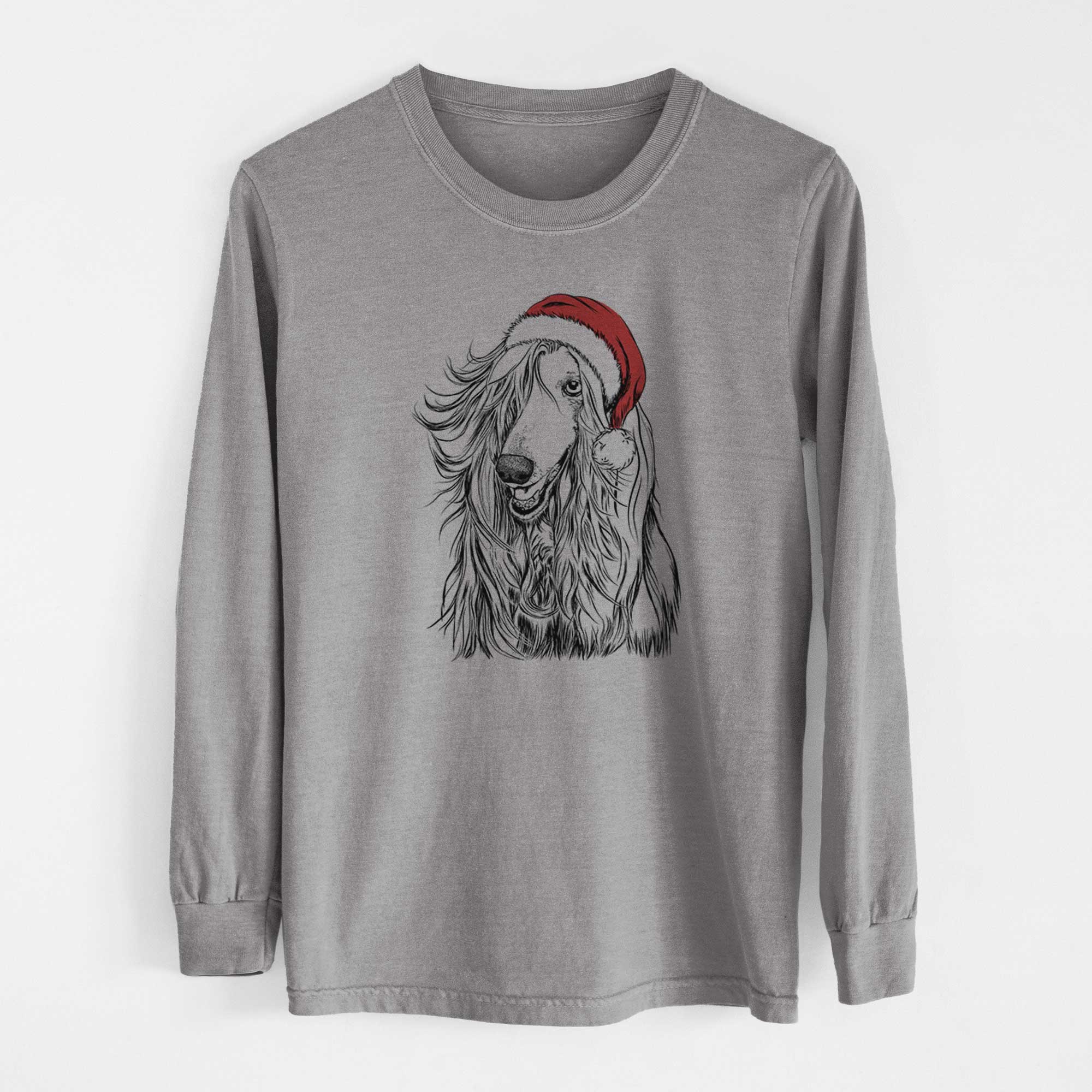 Santa Sterling the Afghan Hound - Heavyweight 100% Cotton Long Sleeve