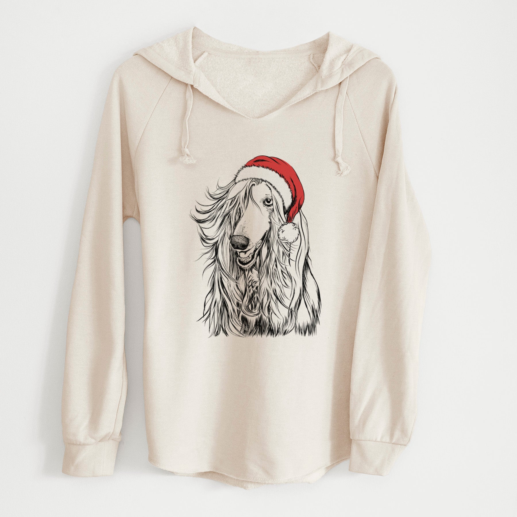 Santa Sterling the Afghan Hound - Cali Wave Hooded Sweatshirt