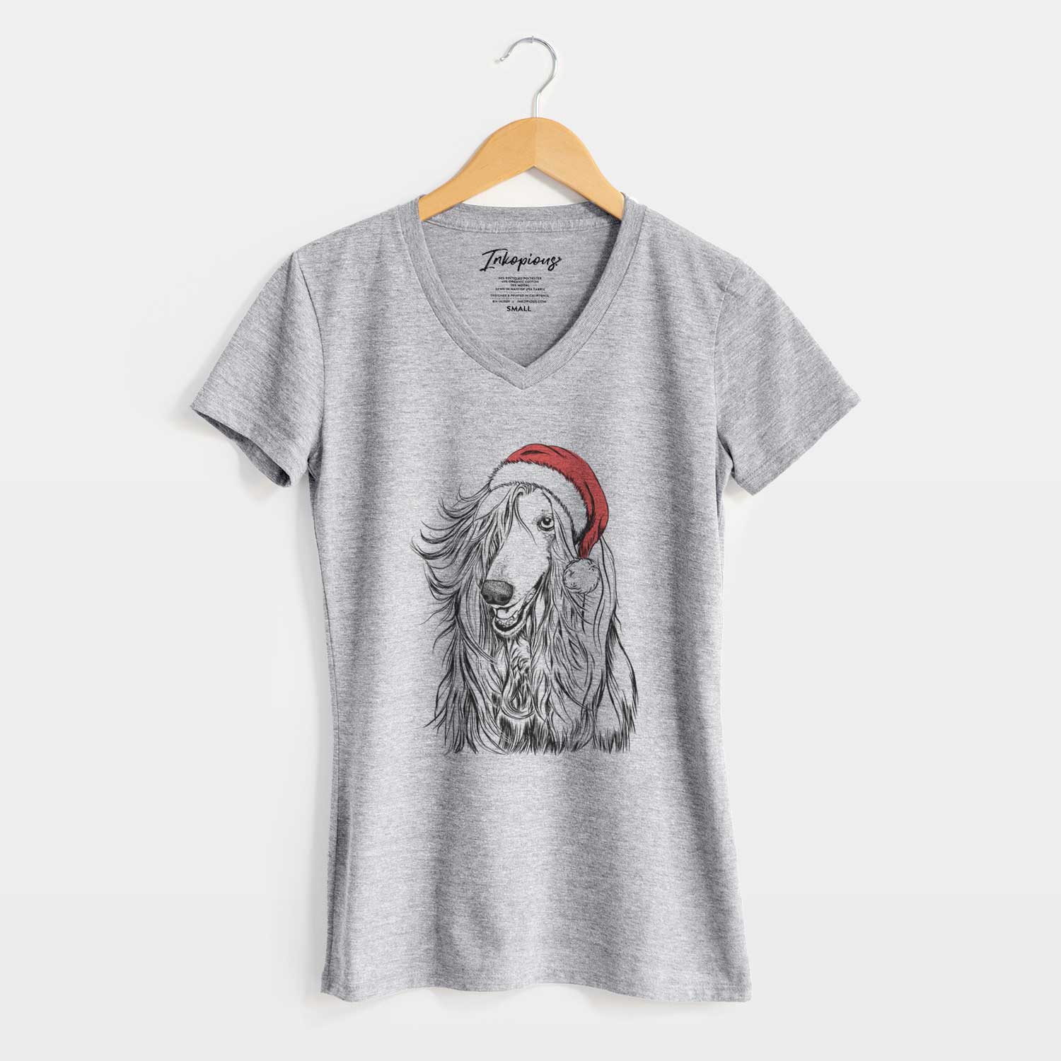 Santa Sterling the Afghan Hound - Women's V-neck Shirt