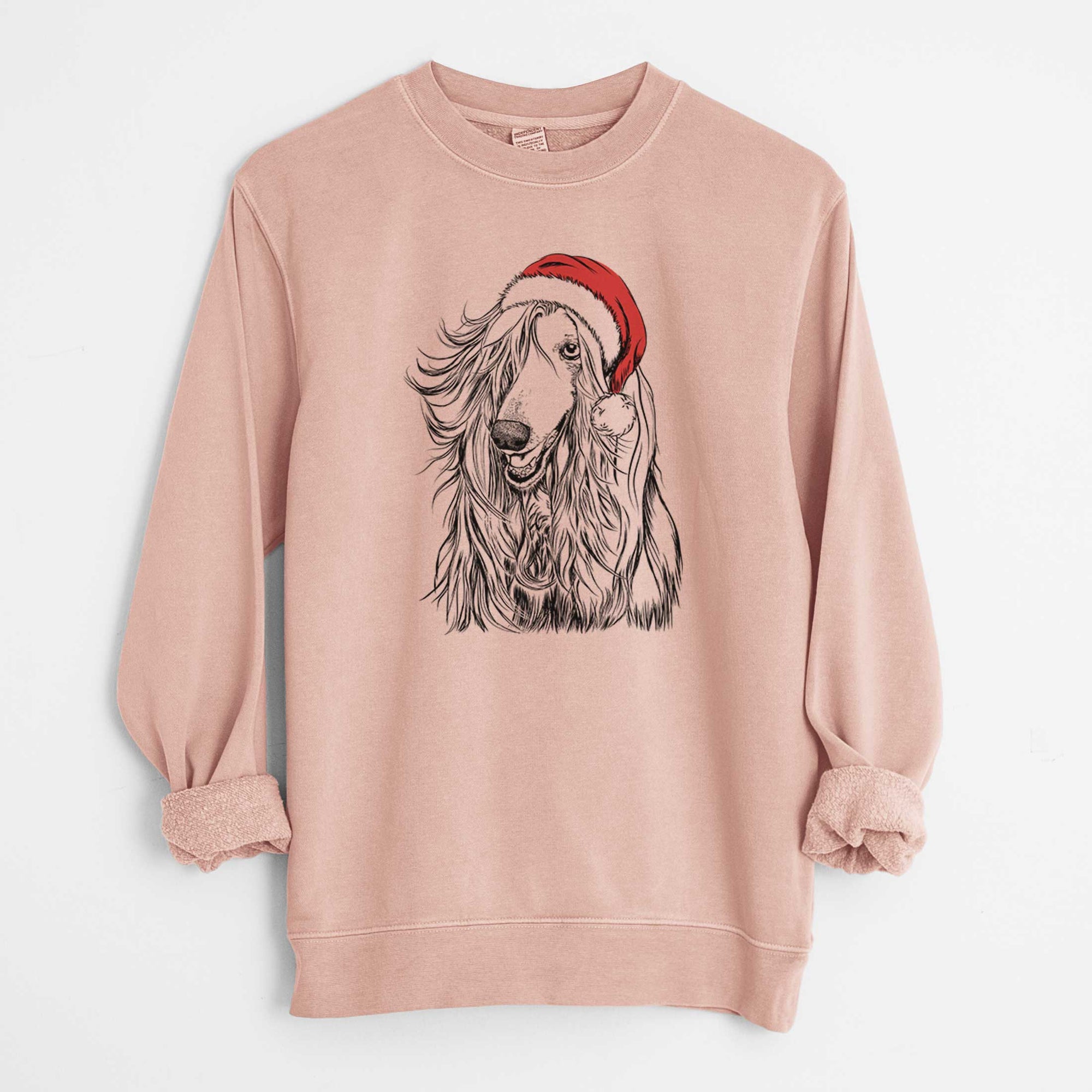 Santa Sterling the Afghan Hound - Unisex Pigment Dyed Crew Sweatshirt