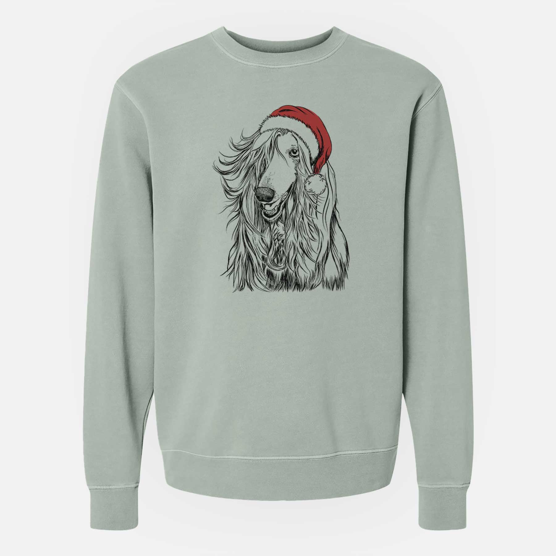 Santa Sterling the Afghan Hound - Unisex Pigment Dyed Crew Sweatshirt