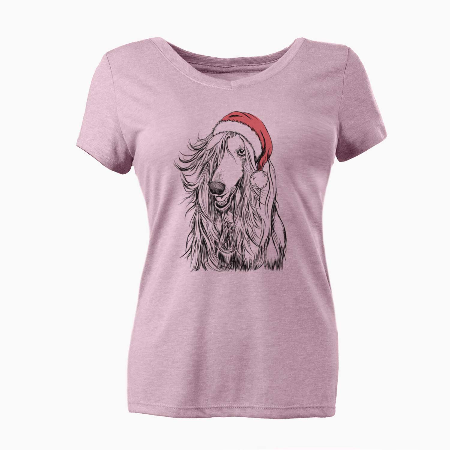 Santa Sterling the Afghan Hound - Women's V-neck Shirt