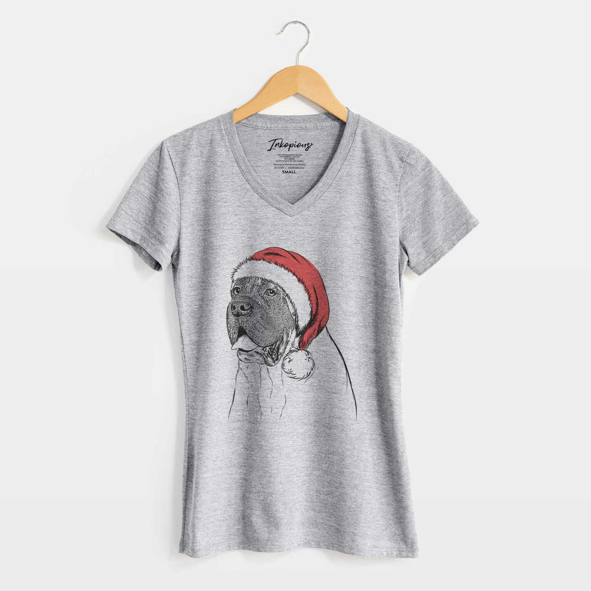 Santa Sterling the English Mastiff - Women's V-neck Shirt