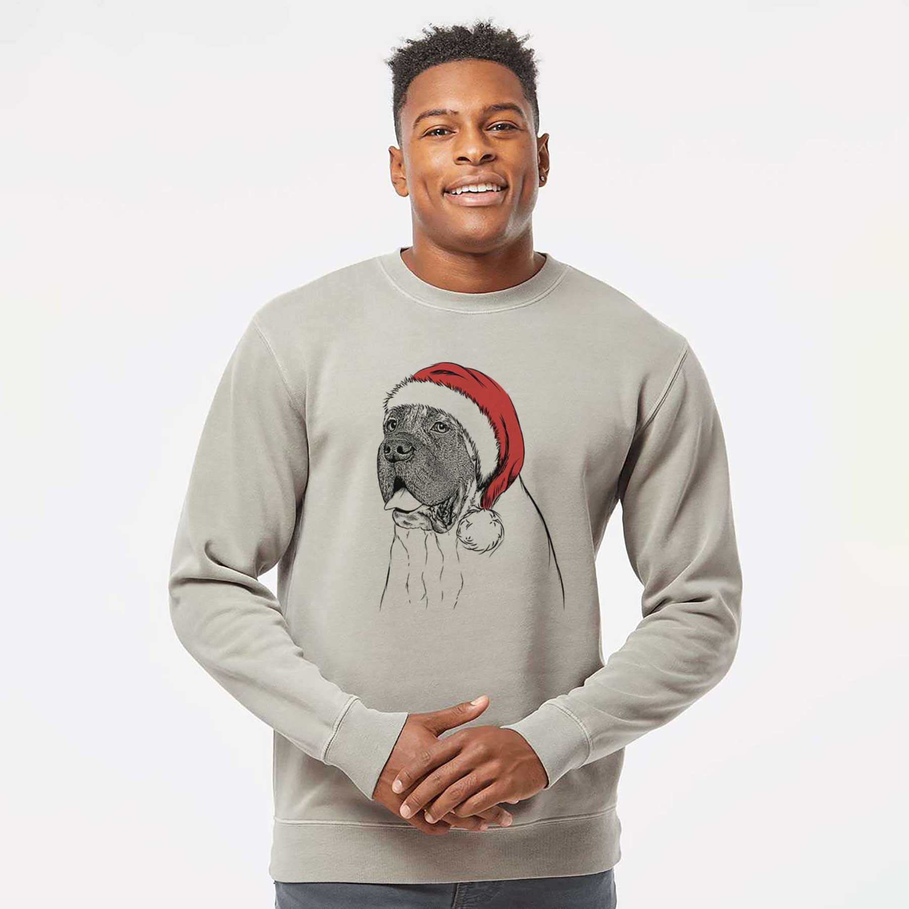 Santa Sterling the English Mastiff - Unisex Pigment Dyed Crew Sweatshirt