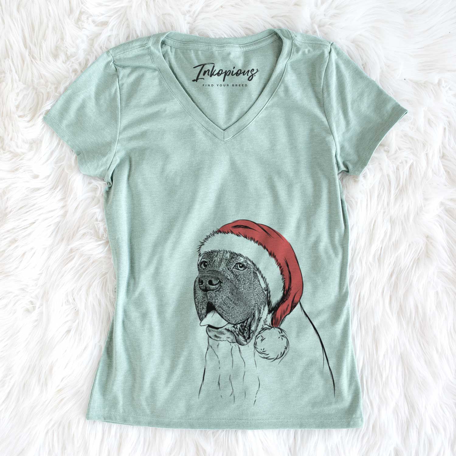 Santa Sterling the English Mastiff - Women's V-neck Shirt