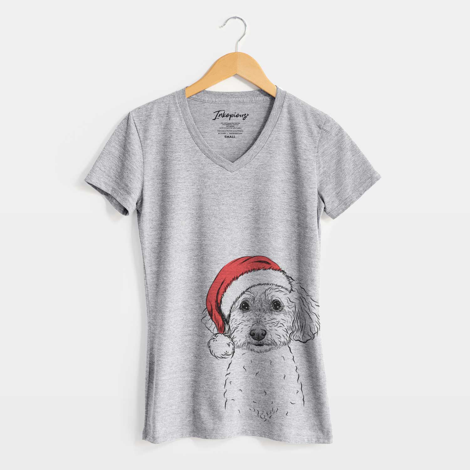 Santa Stitch the Bichonpoo - Women's V-neck Shirt