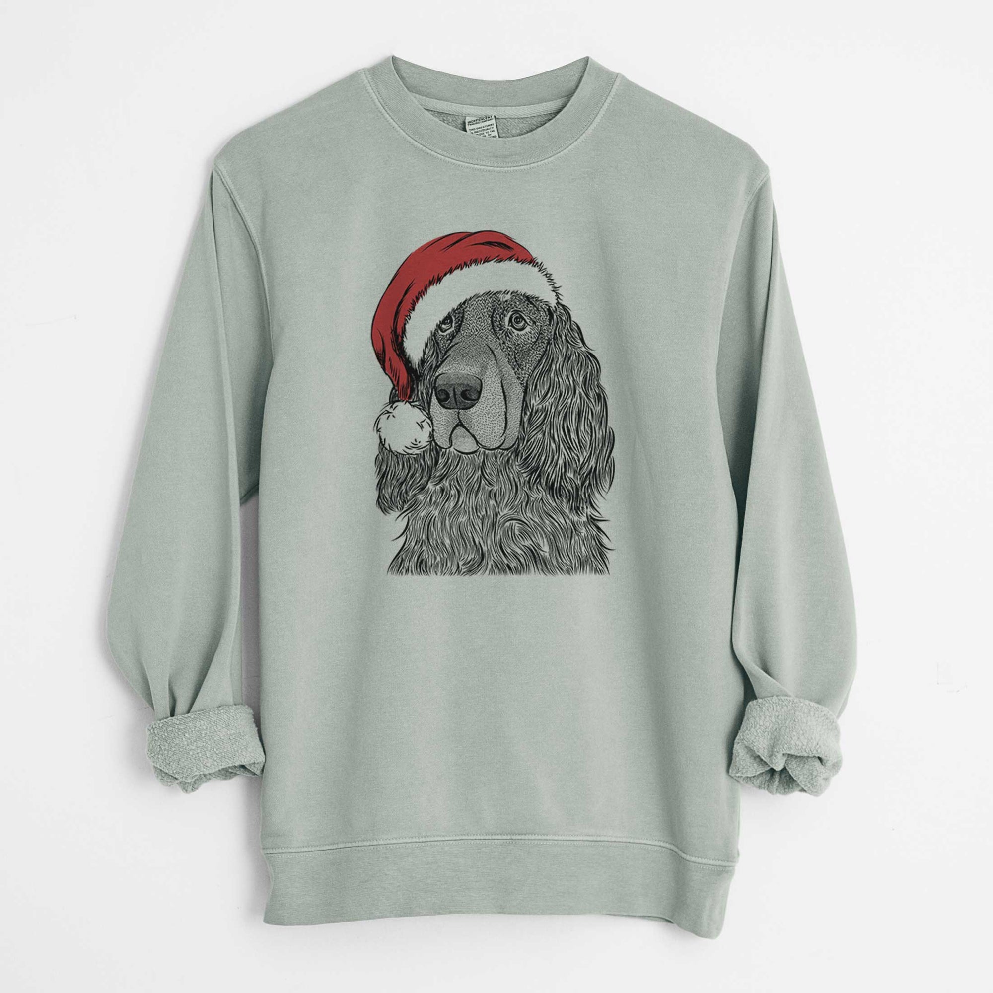 Santa Stormy the Gordon Setter - Unisex Pigment Dyed Crew Sweatshirt