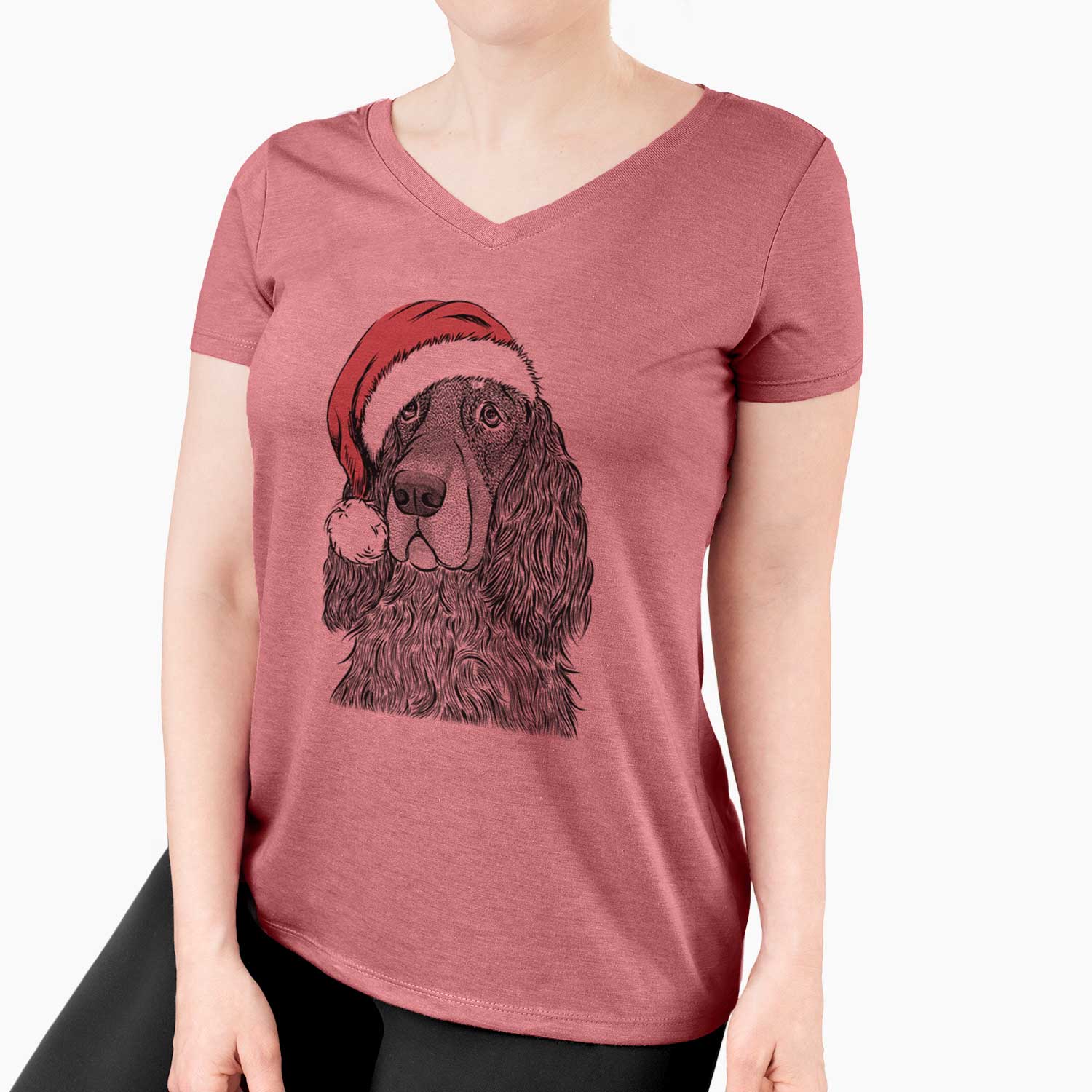 Santa Stormy the Gordon Setter - Women's V-neck Shirt