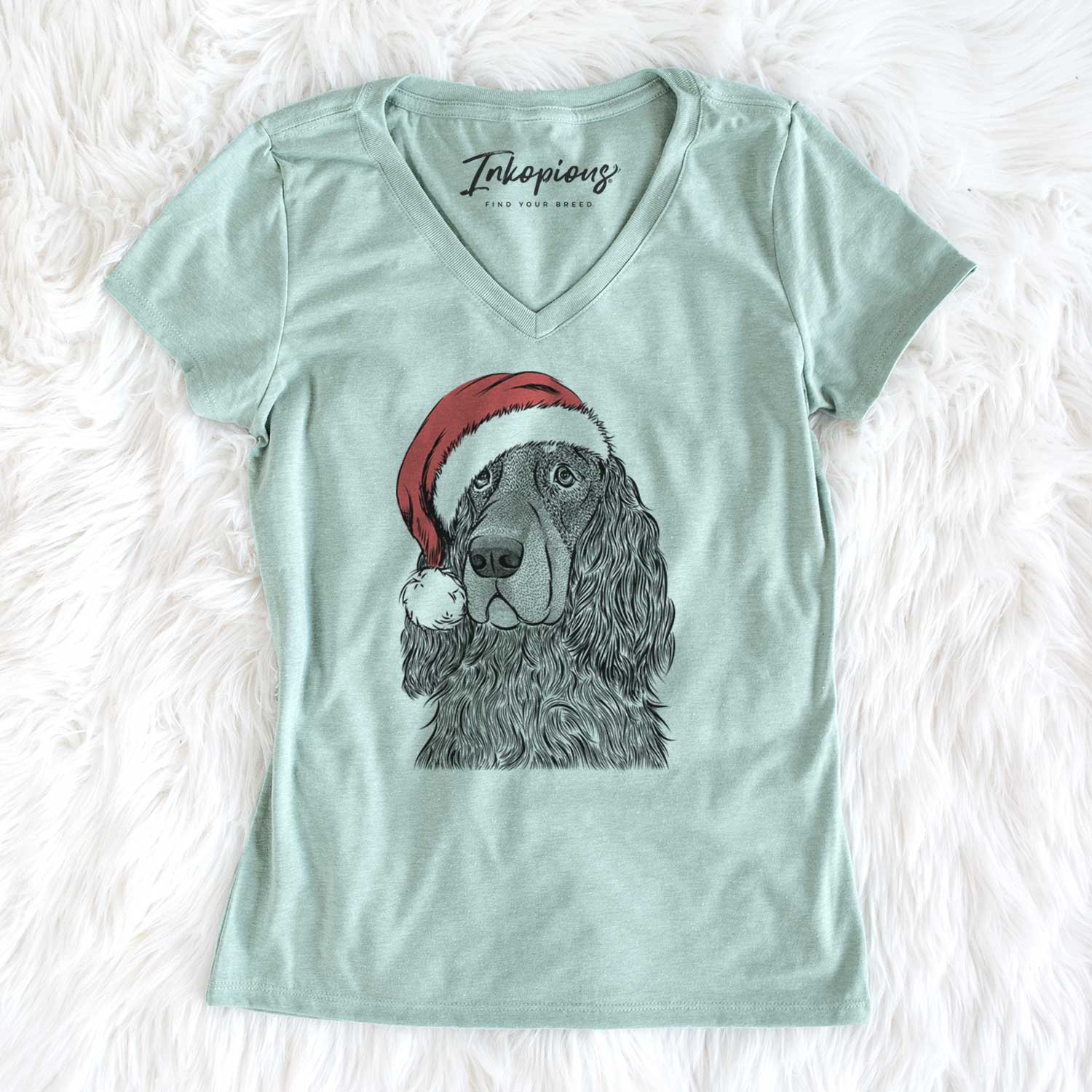 Santa Stormy the Gordon Setter - Women's V-neck Shirt