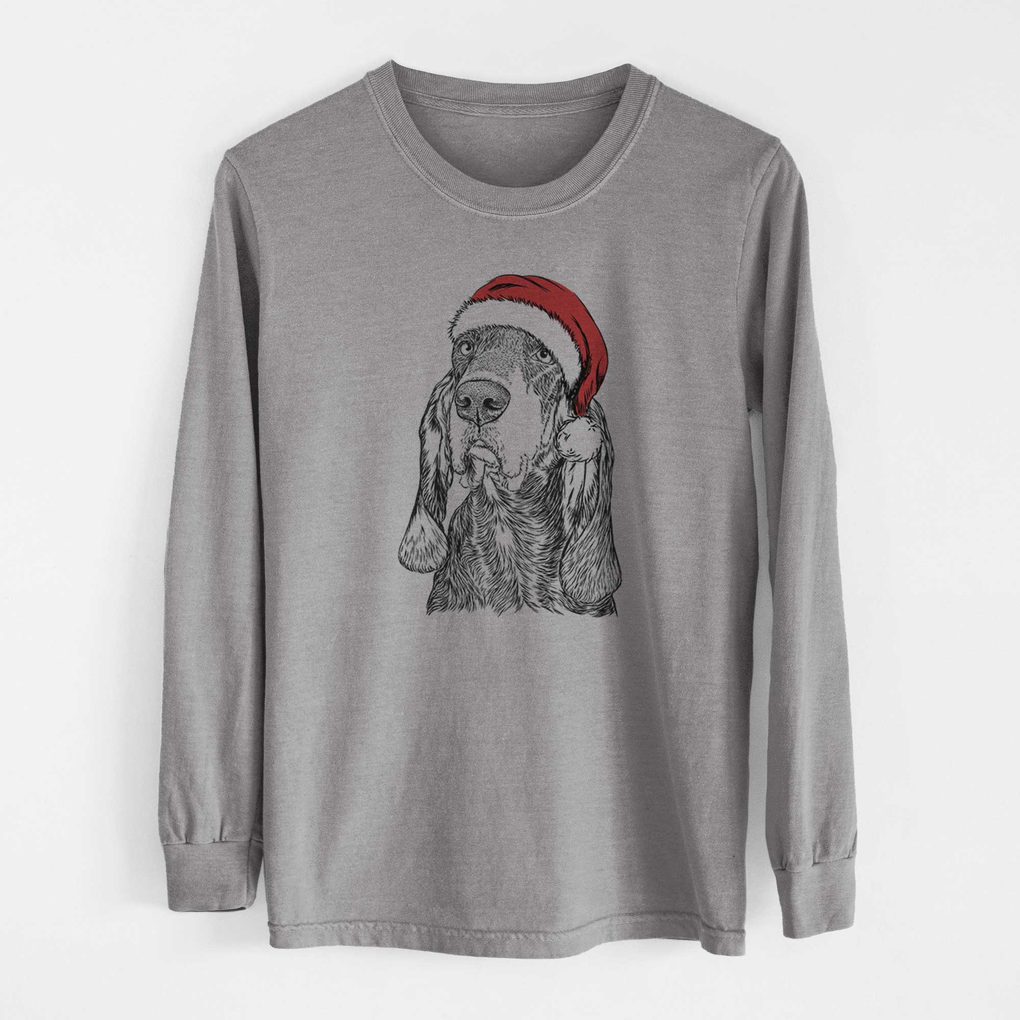 Santa Stu the Black and Tan Coonhound - Heavyweight 100% Cotton Long Sleeve