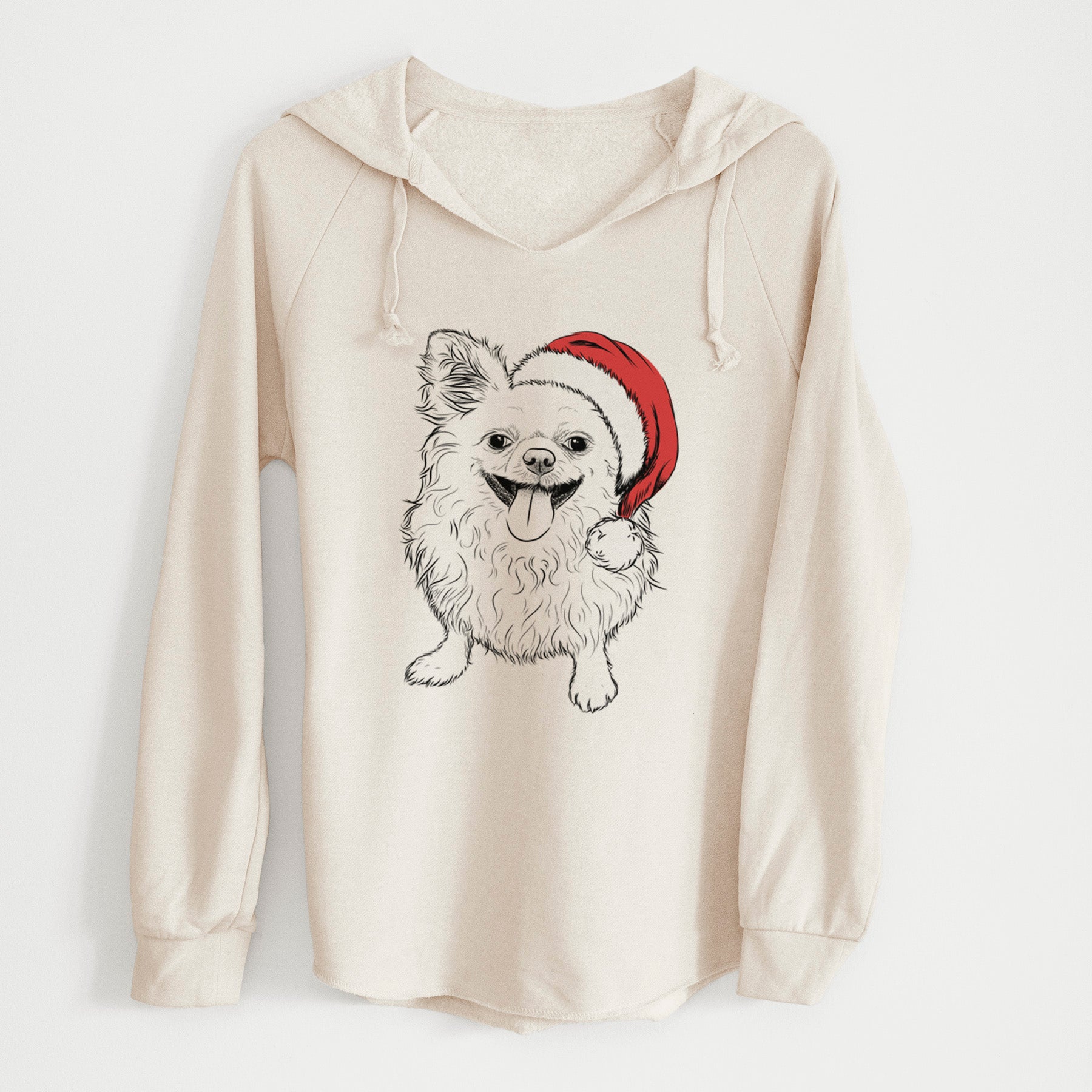 Santa Stuart the Longhaired Chihuahua - Cali Wave Hooded Sweatshirt