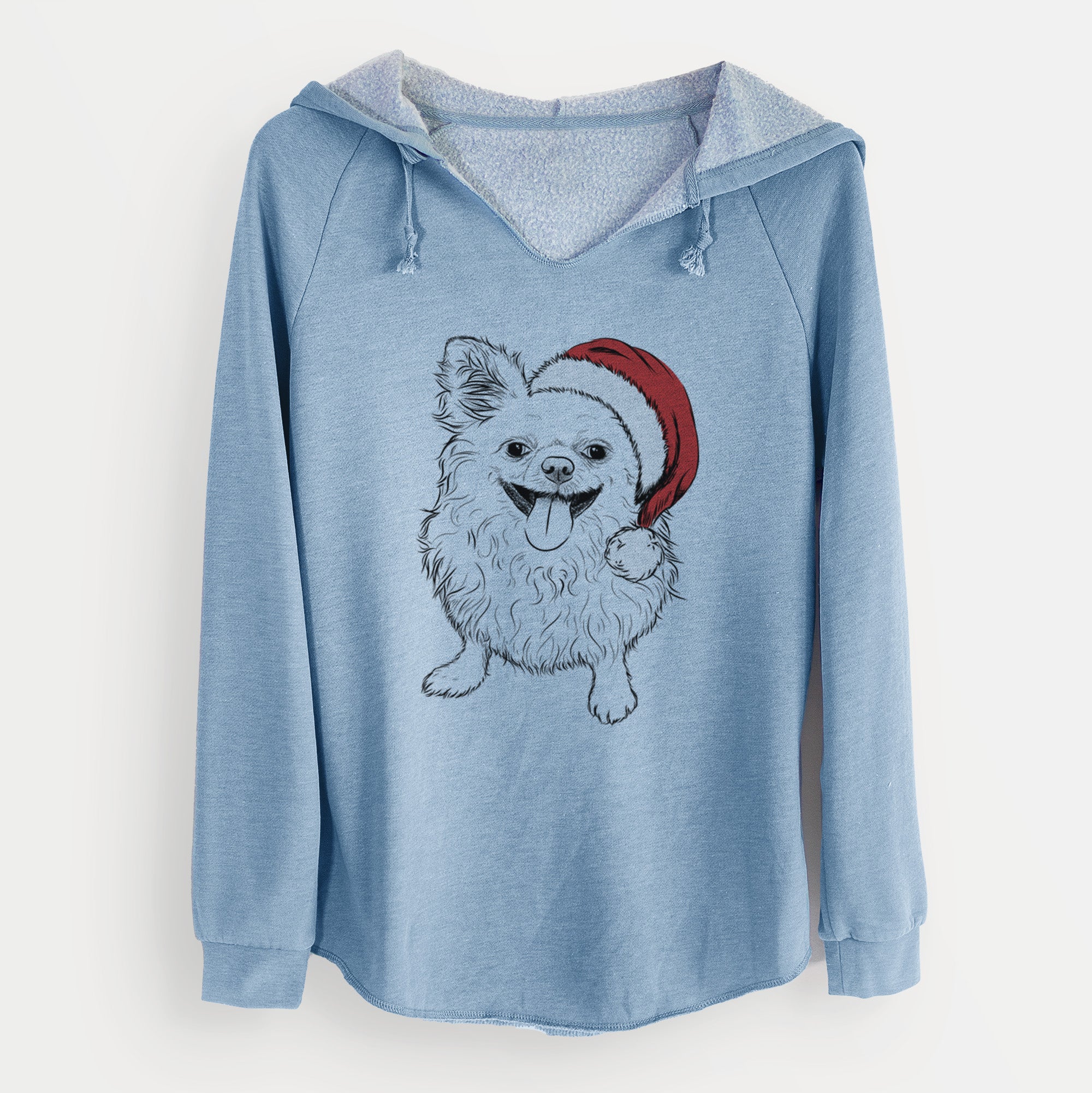 Santa Stuart the Longhaired Chihuahua - Cali Wave Hooded Sweatshirt