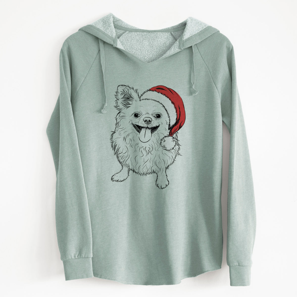 Santa Stuart the Longhaired Chihuahua - Cali Wave Hooded Sweatshirt