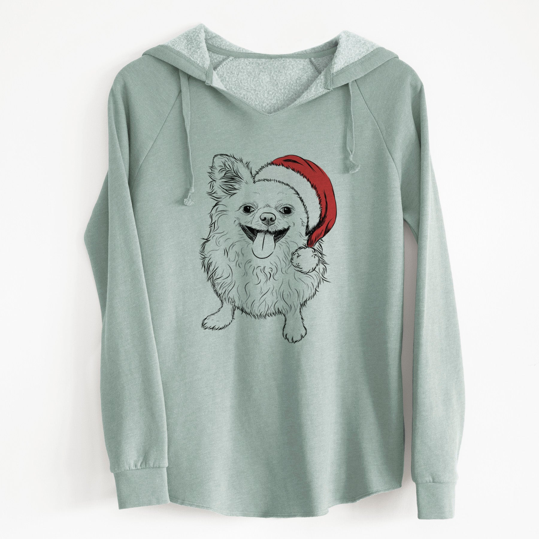 Santa Stuart the Longhaired Chihuahua - Cali Wave Hooded Sweatshirt