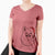 Santa Stuart the Longhaired Chihuahua - Women's V-neck Shirt