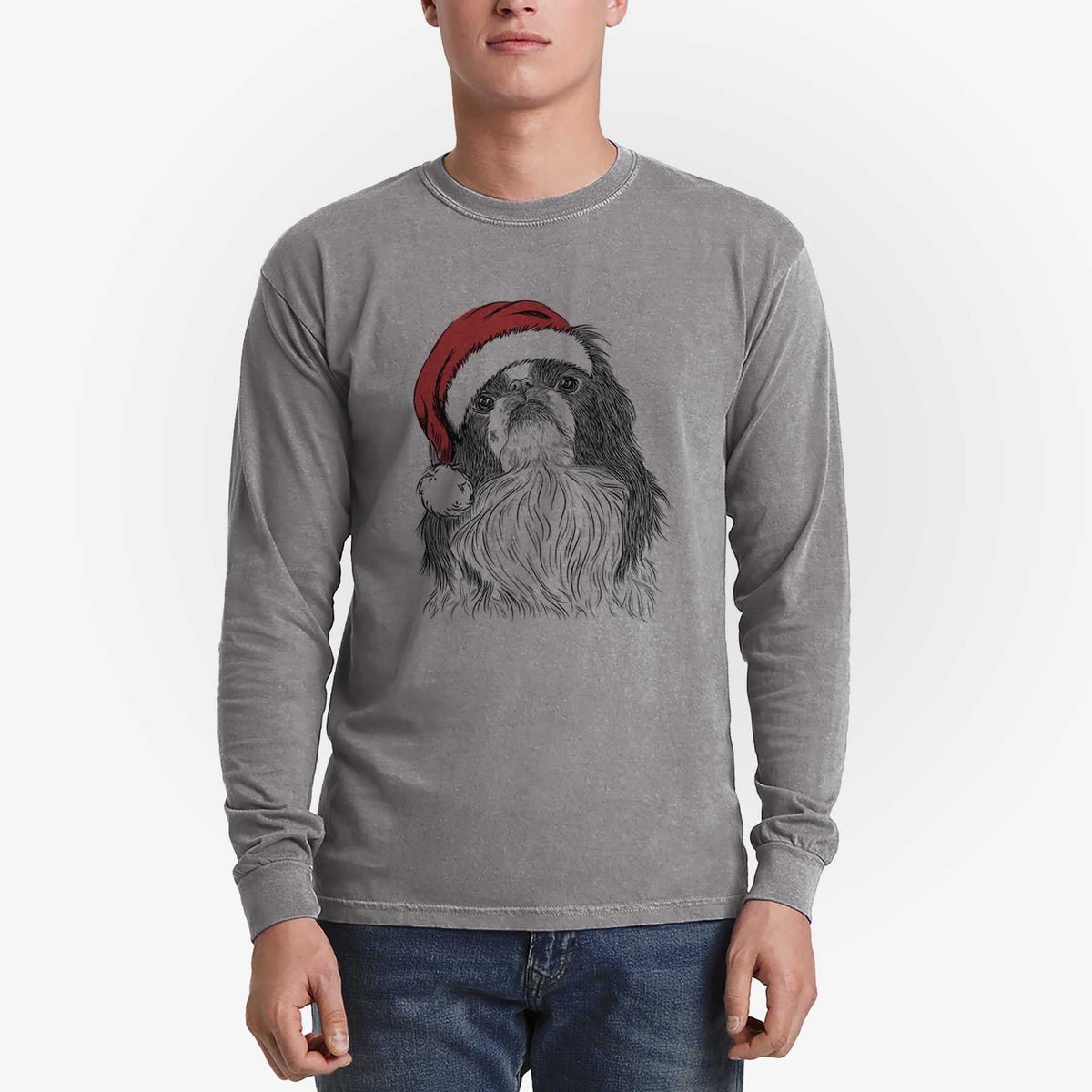 Santa Suki the Japanese Chin - Heavyweight 100% Cotton Long Sleeve