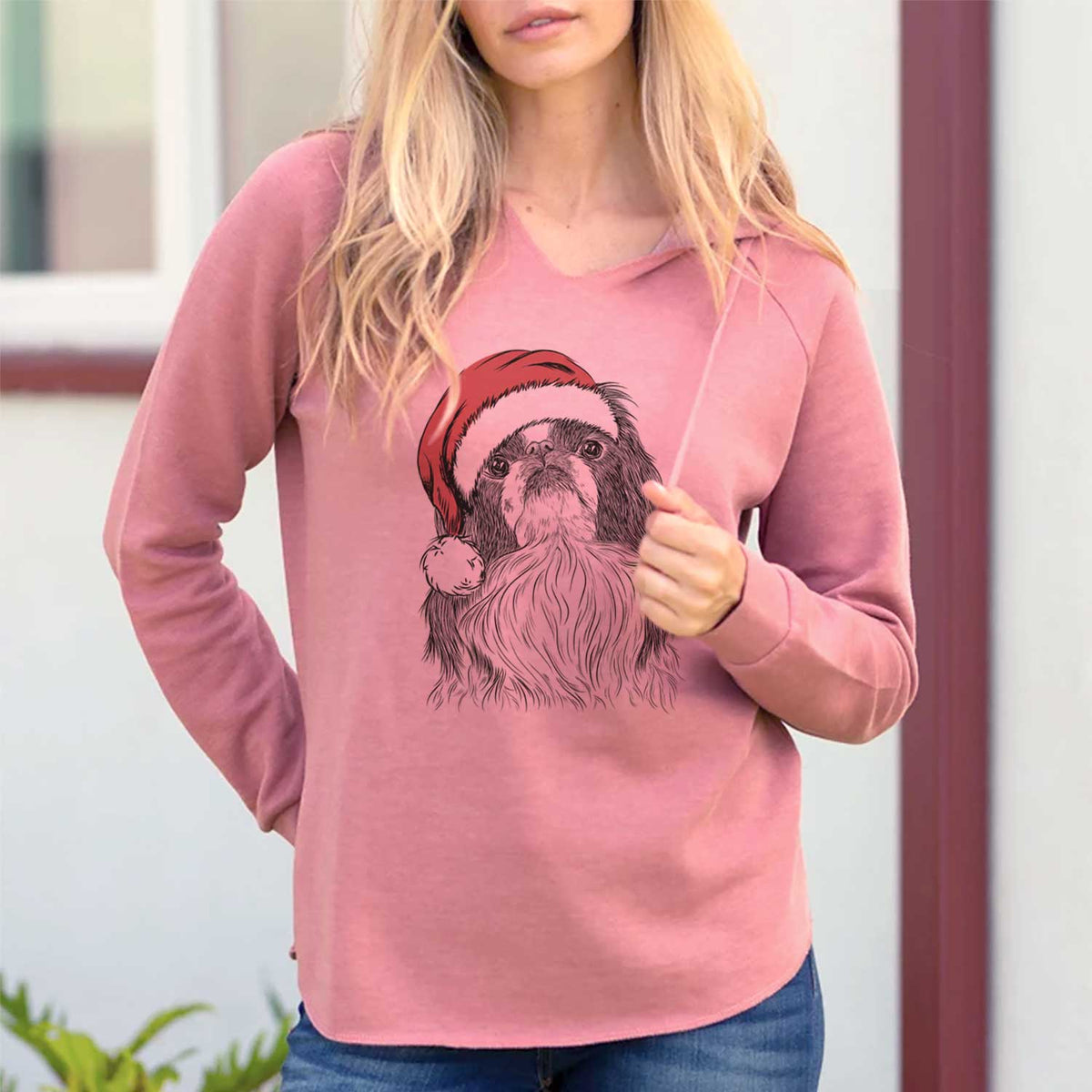 Santa Suki the Japanese Chin - Cali Wave Hooded Sweatshirt