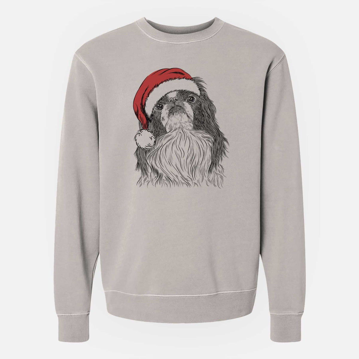 Santa Suki the Japanese Chin - Unisex Pigment Dyed Crew Sweatshirt