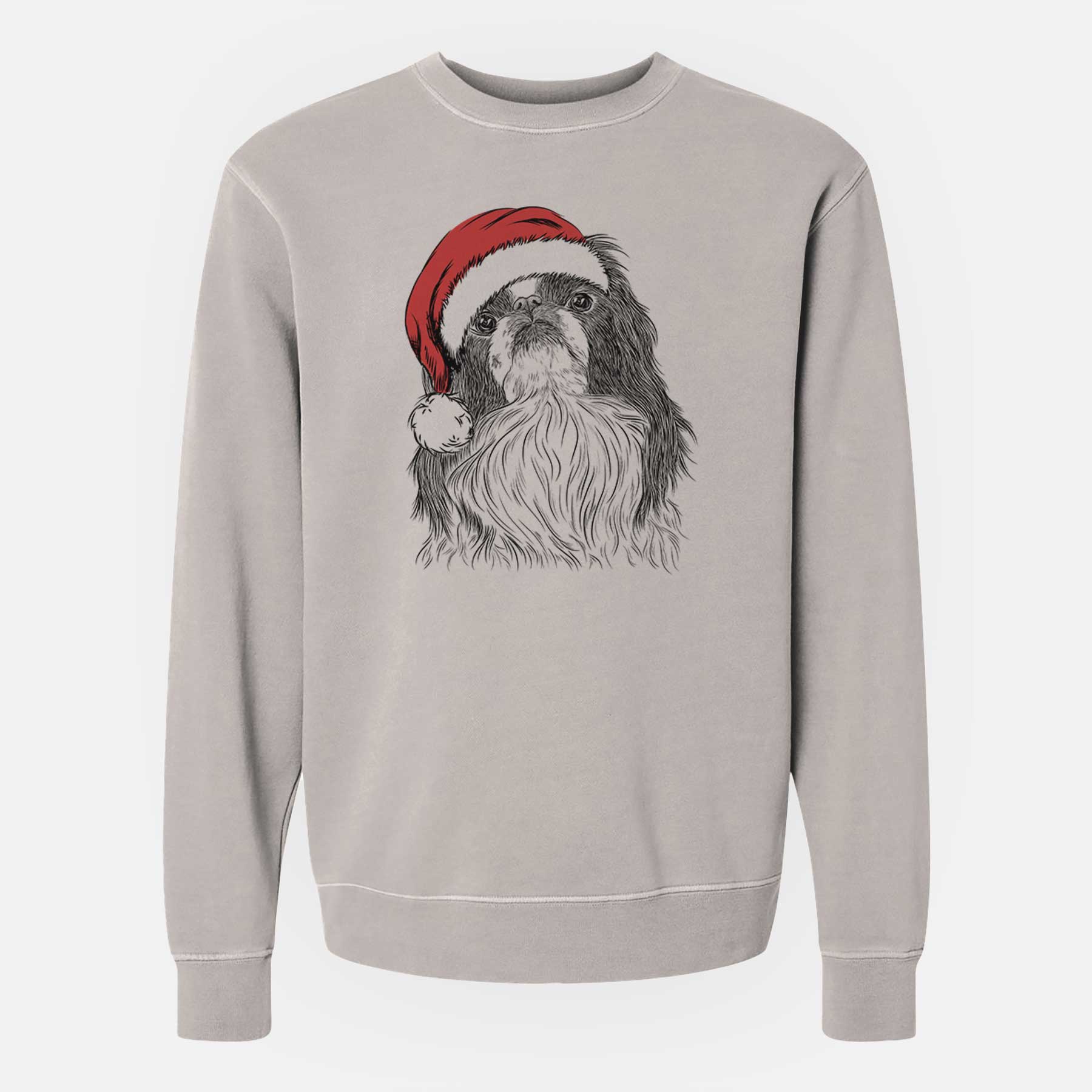 Santa Suki the Japanese Chin - Unisex Pigment Dyed Crew Sweatshirt