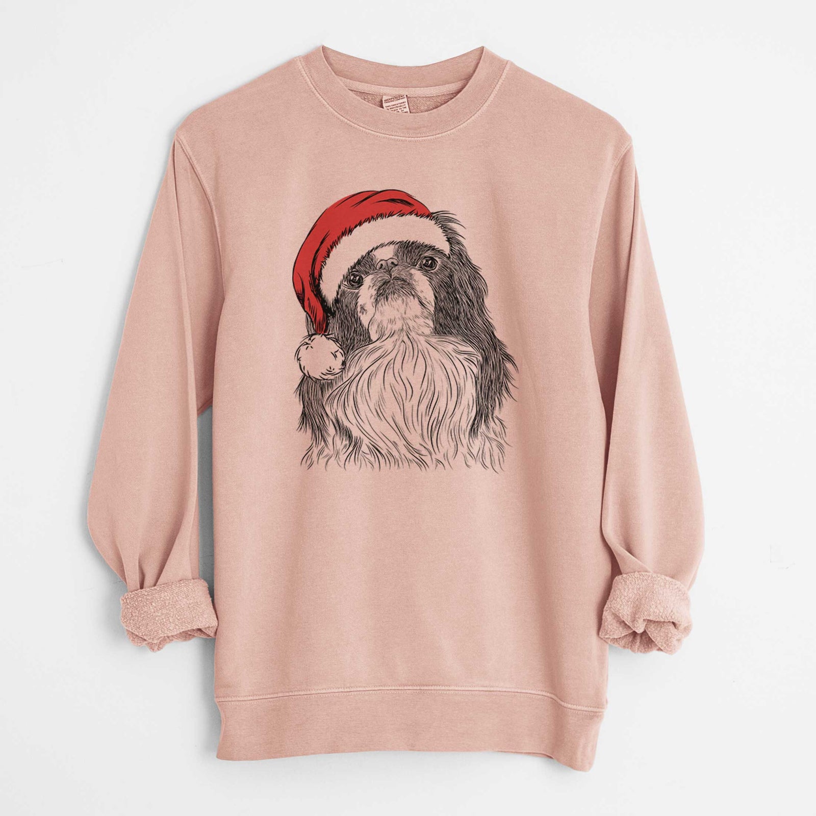Santa Suki the Japanese Chin - Unisex Pigment Dyed Crew Sweatshirt