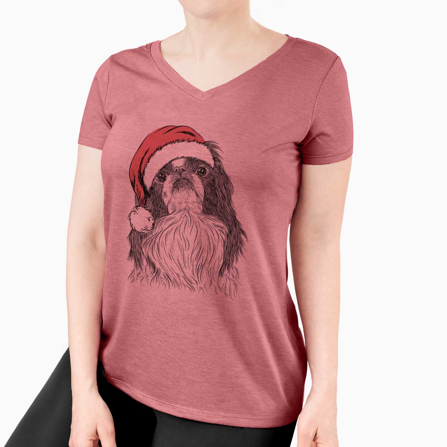 Santa Suki the Japanese Chin - Women's V-neck Shirt