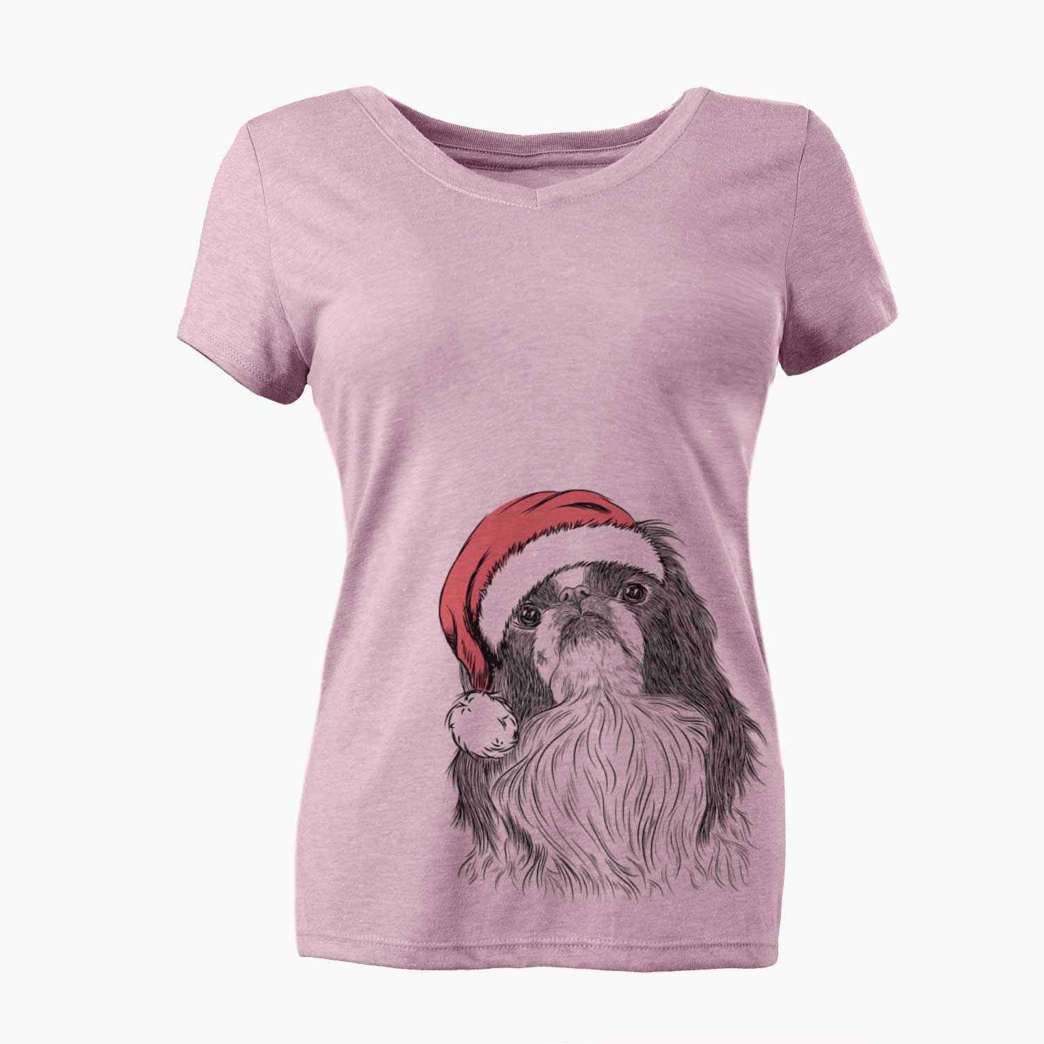 Santa Suki the Japanese Chin - Women's V-neck Shirt