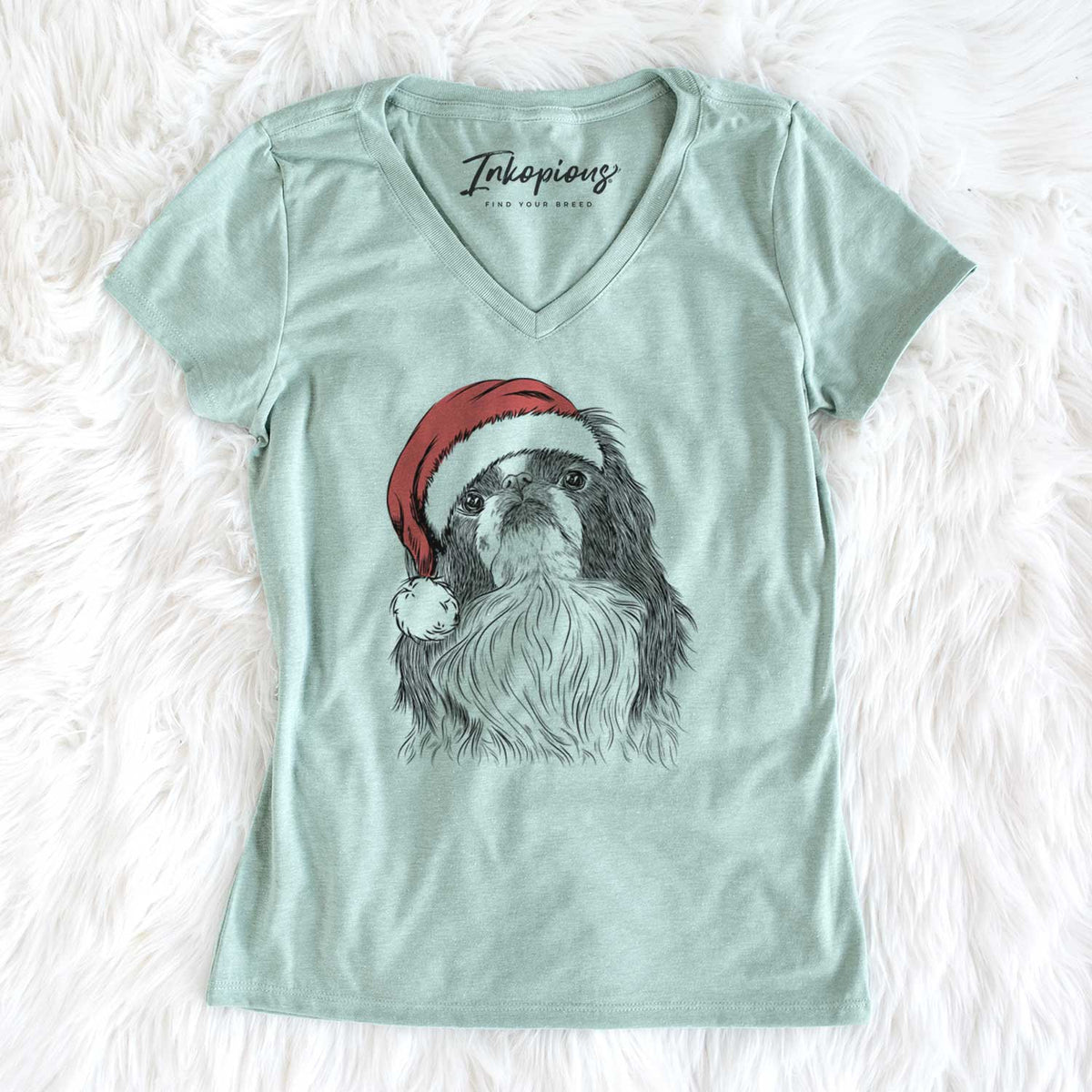 Santa Suki the Japanese Chin - Women's V-neck Shirt