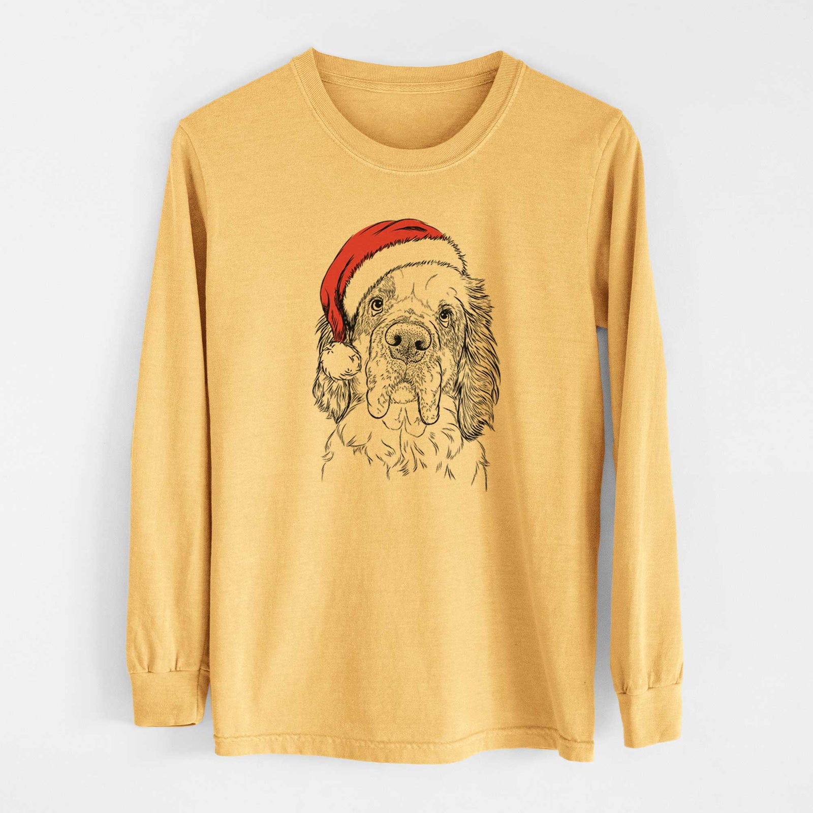 Santa Sully the Clumber Spaniel - Heavyweight 100% Cotton Long Sleeve