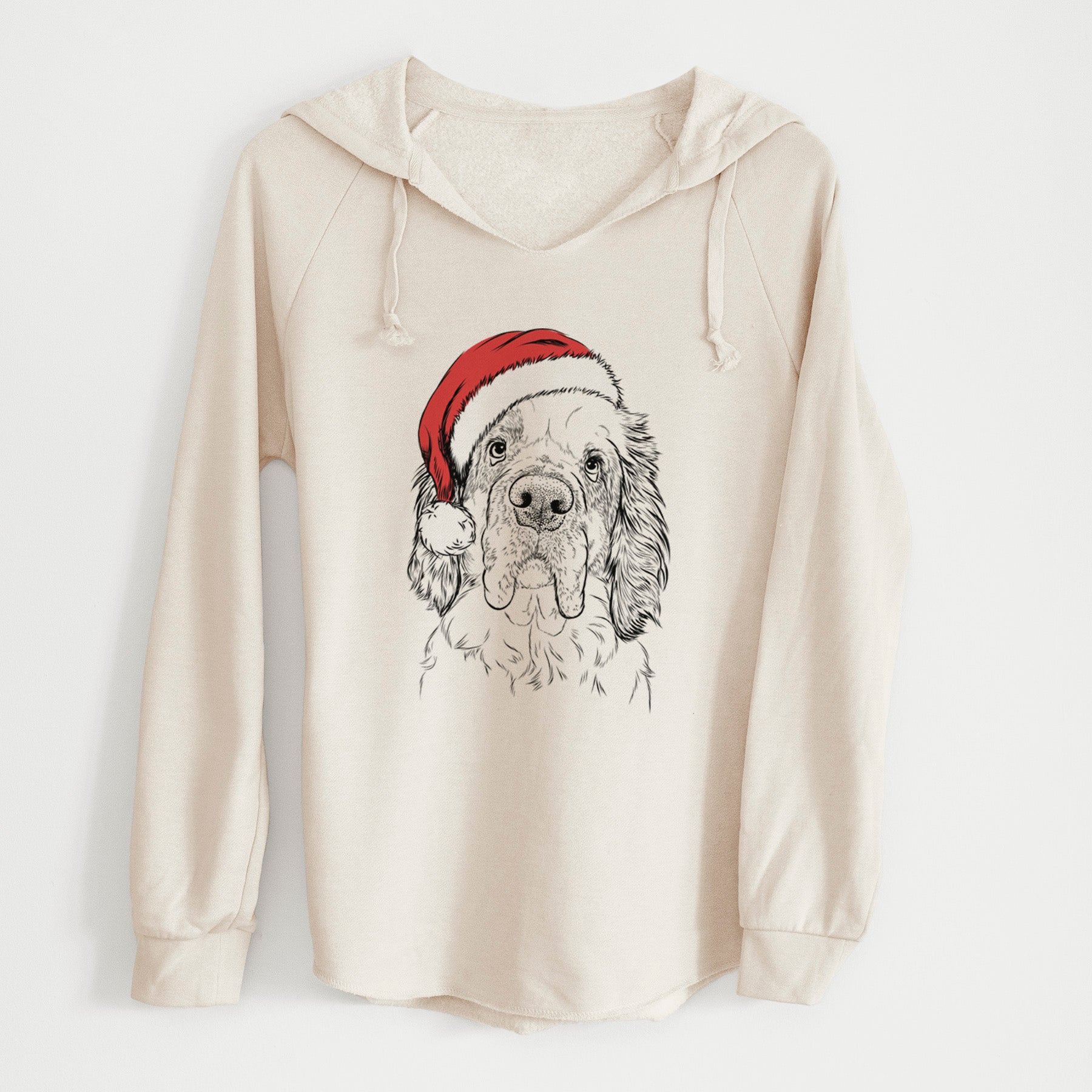 Santa Sully the Clumber Spaniel - Cali Wave Hooded Sweatshirt