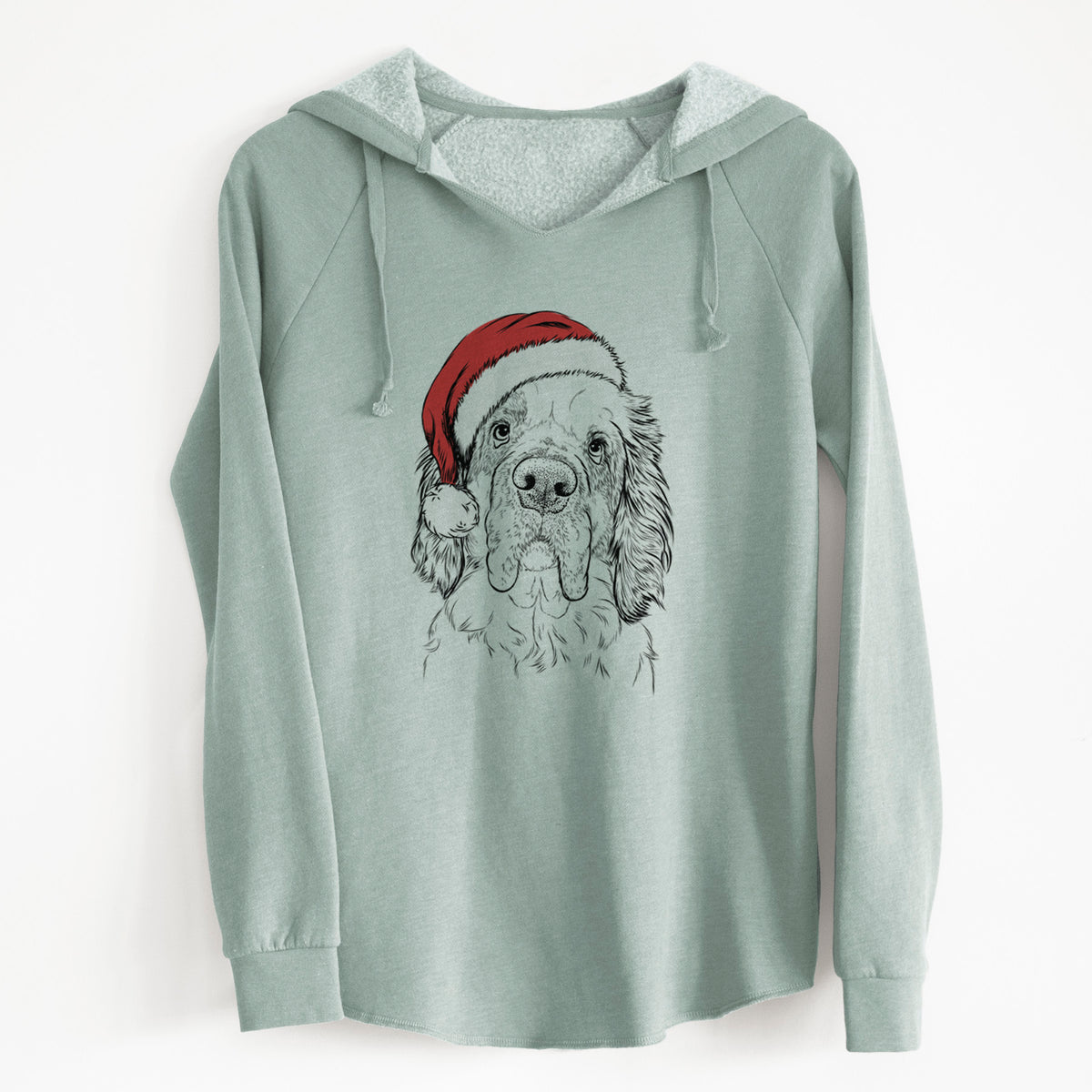 Santa Sully the Clumber Spaniel - Cali Wave Hooded Sweatshirt