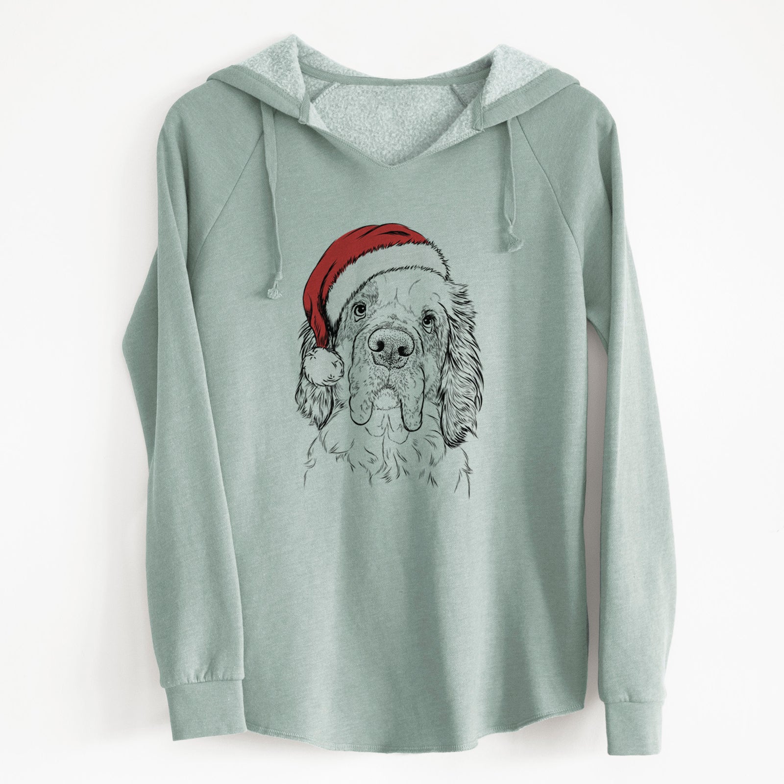 Santa Sully the Clumber Spaniel - Cali Wave Hooded Sweatshirt