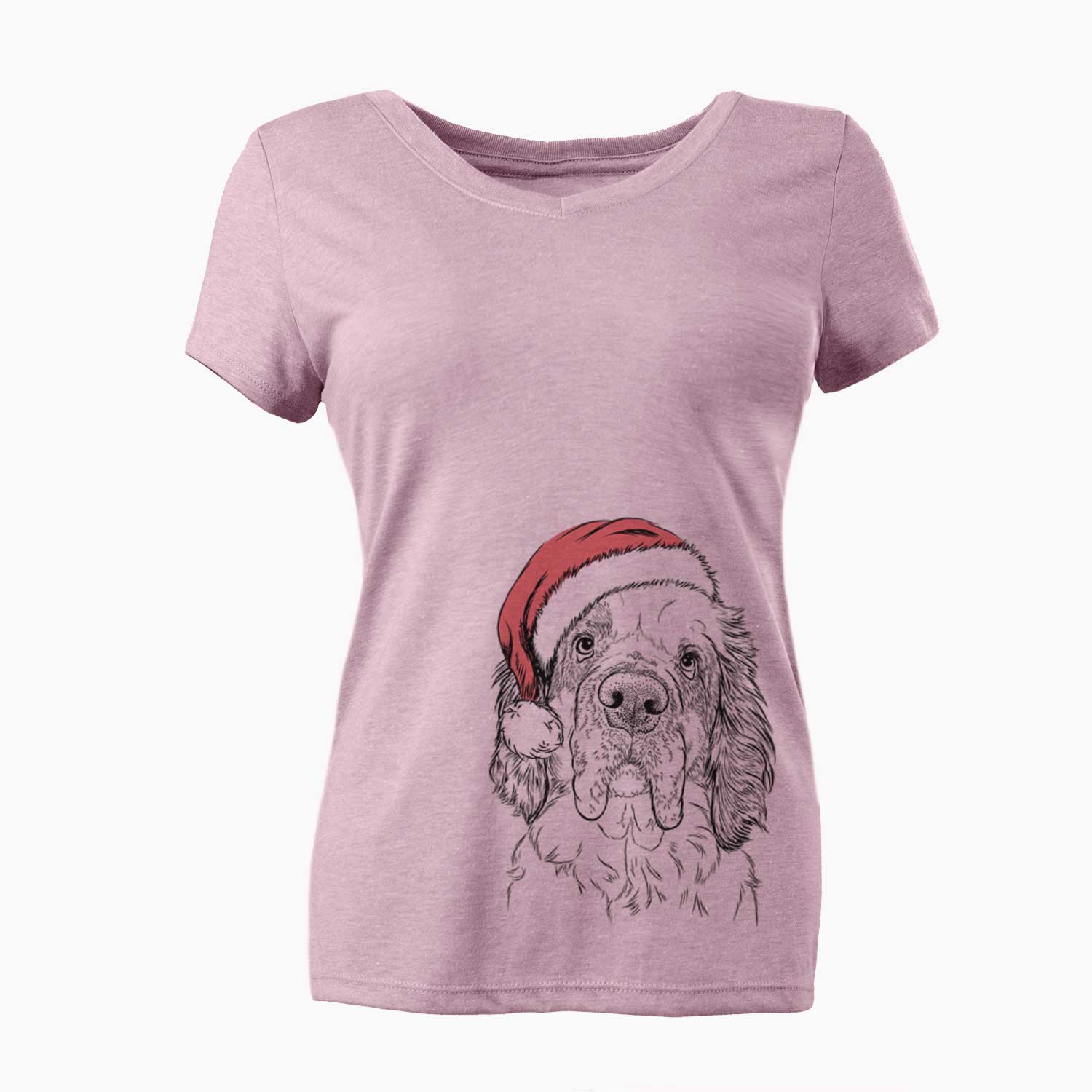 Santa Sully the Clumber Spaniel - Women's V-neck Shirt