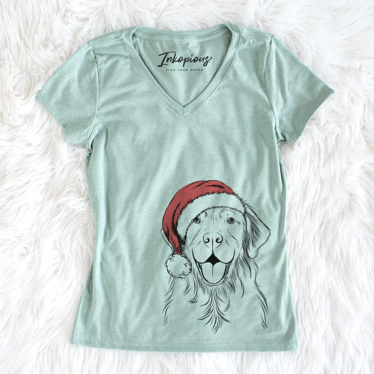 Santa Sunny the Golden Retriever - Women&#39;s V-neck Shirt