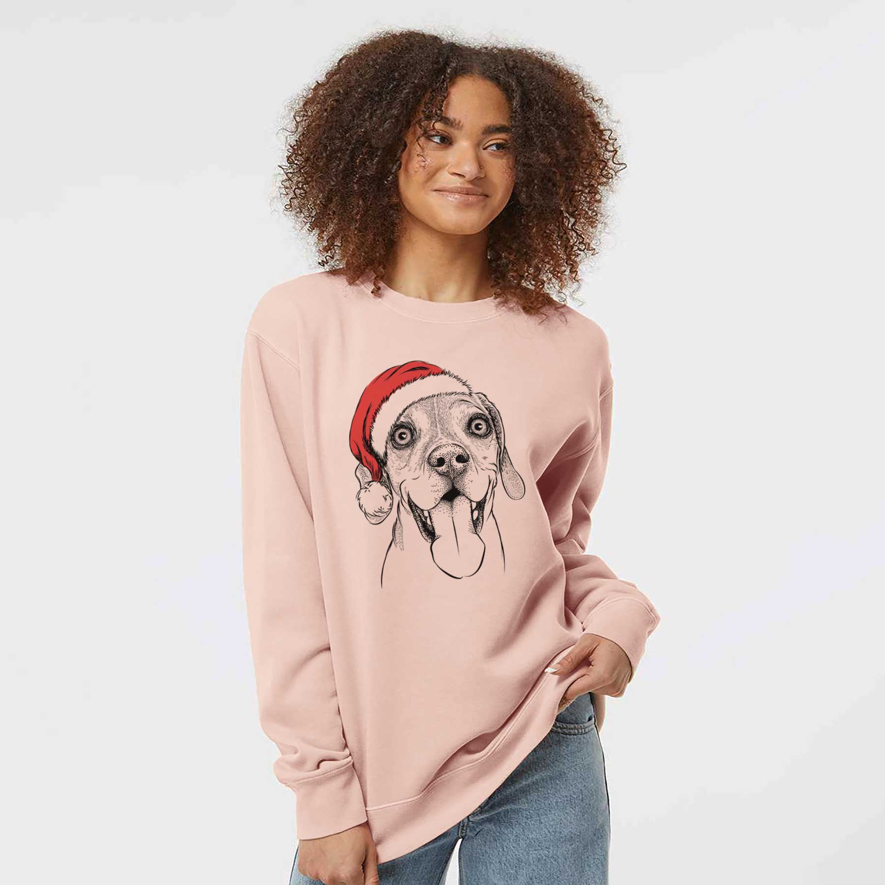 Santa Sunny the Beagle - Unisex Pigment Dyed Crew Sweatshirt