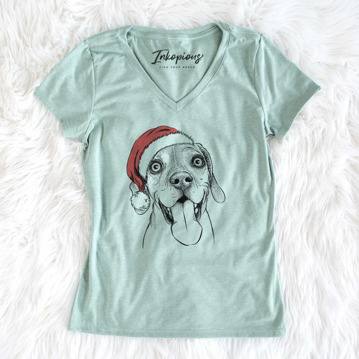 Santa Sunny the Beagle - Women's V-neck Shirt