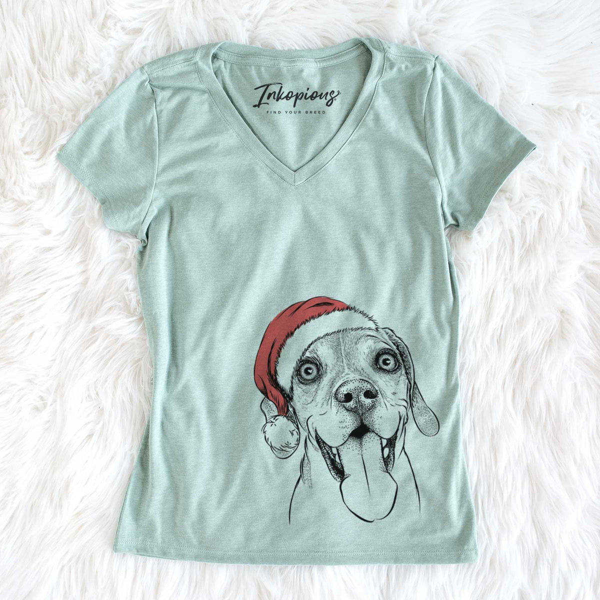 Santa Sunny the Beagle - Women&#39;s V-neck Shirt