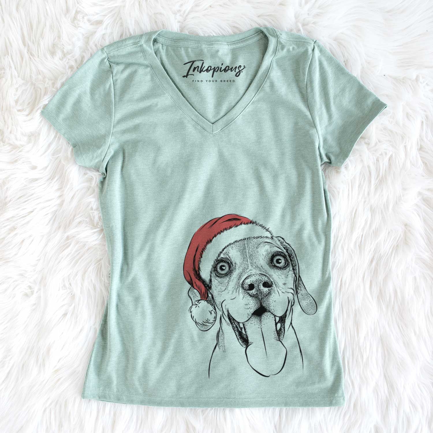 Santa Sunny the Beagle - Women's V-neck Shirt