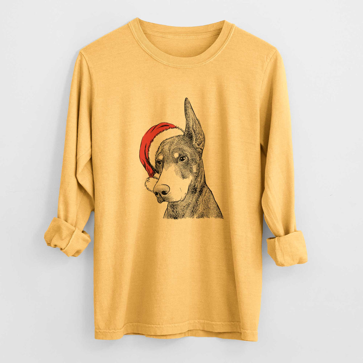 Santa Sunny the Doberman Pinscher - Heavyweight 100% Cotton Long Sleeve