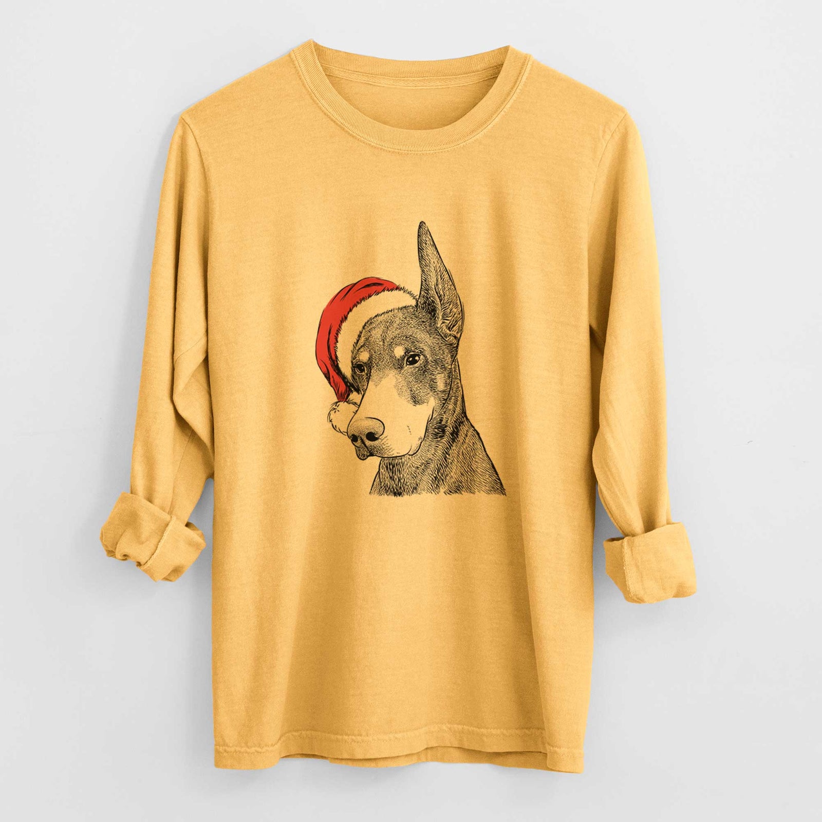 Santa Sunny the Doberman Pinscher - Heavyweight 100% Cotton Long Sleeve