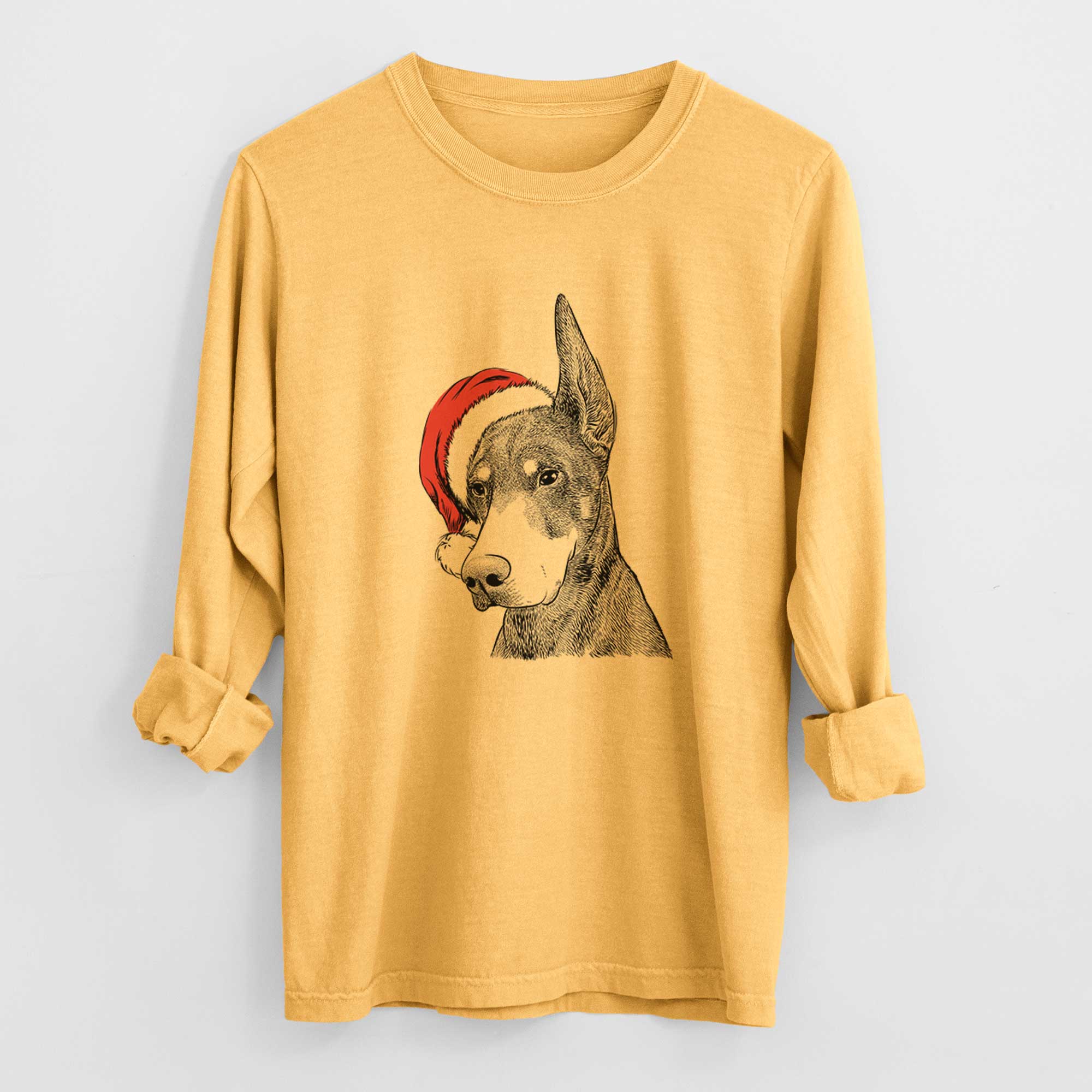 Santa Sunny the Doberman Pinscher - Heavyweight 100% Cotton Long Sleeve