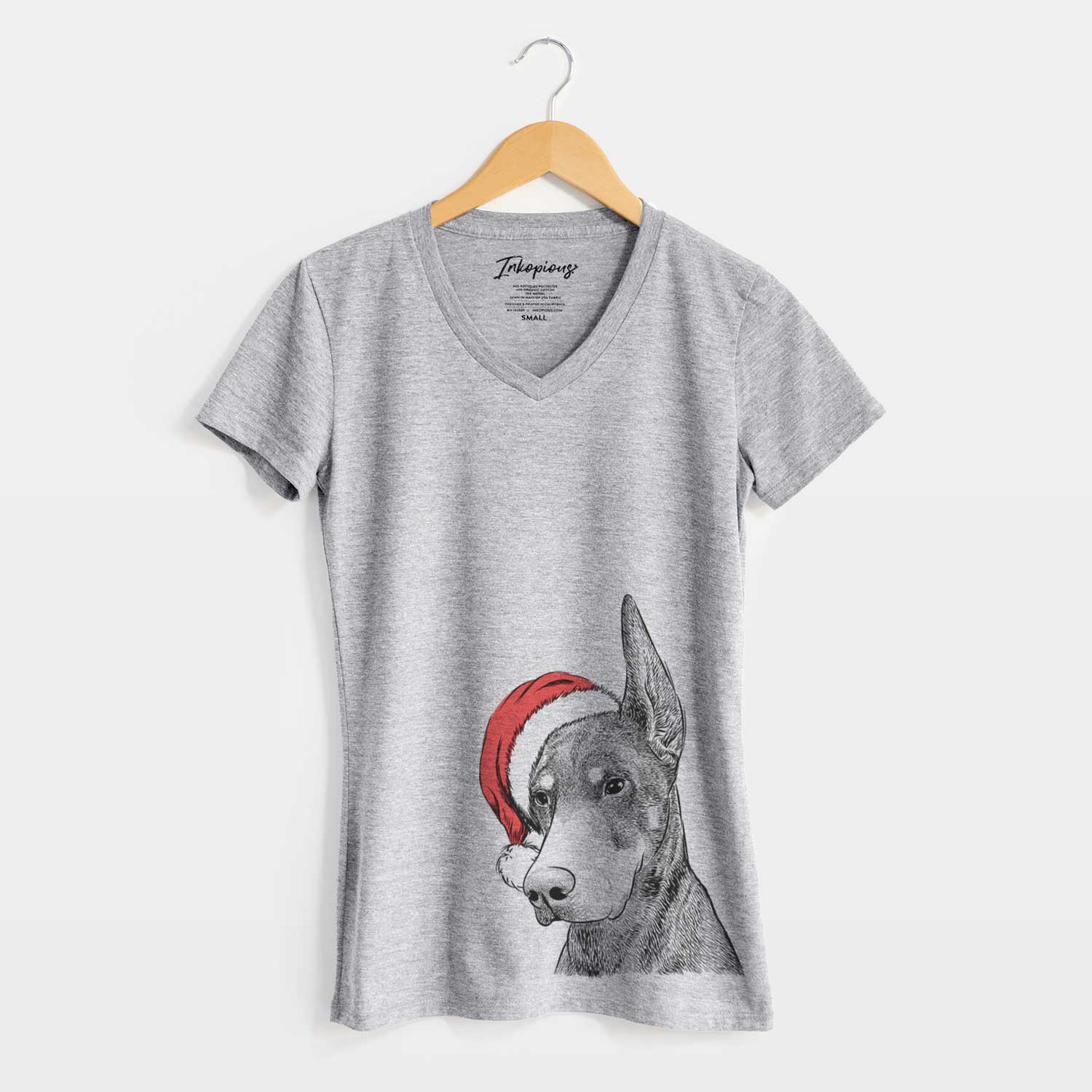 Santa Sunny the Doberman Pinscher - Women's V-neck Shirt