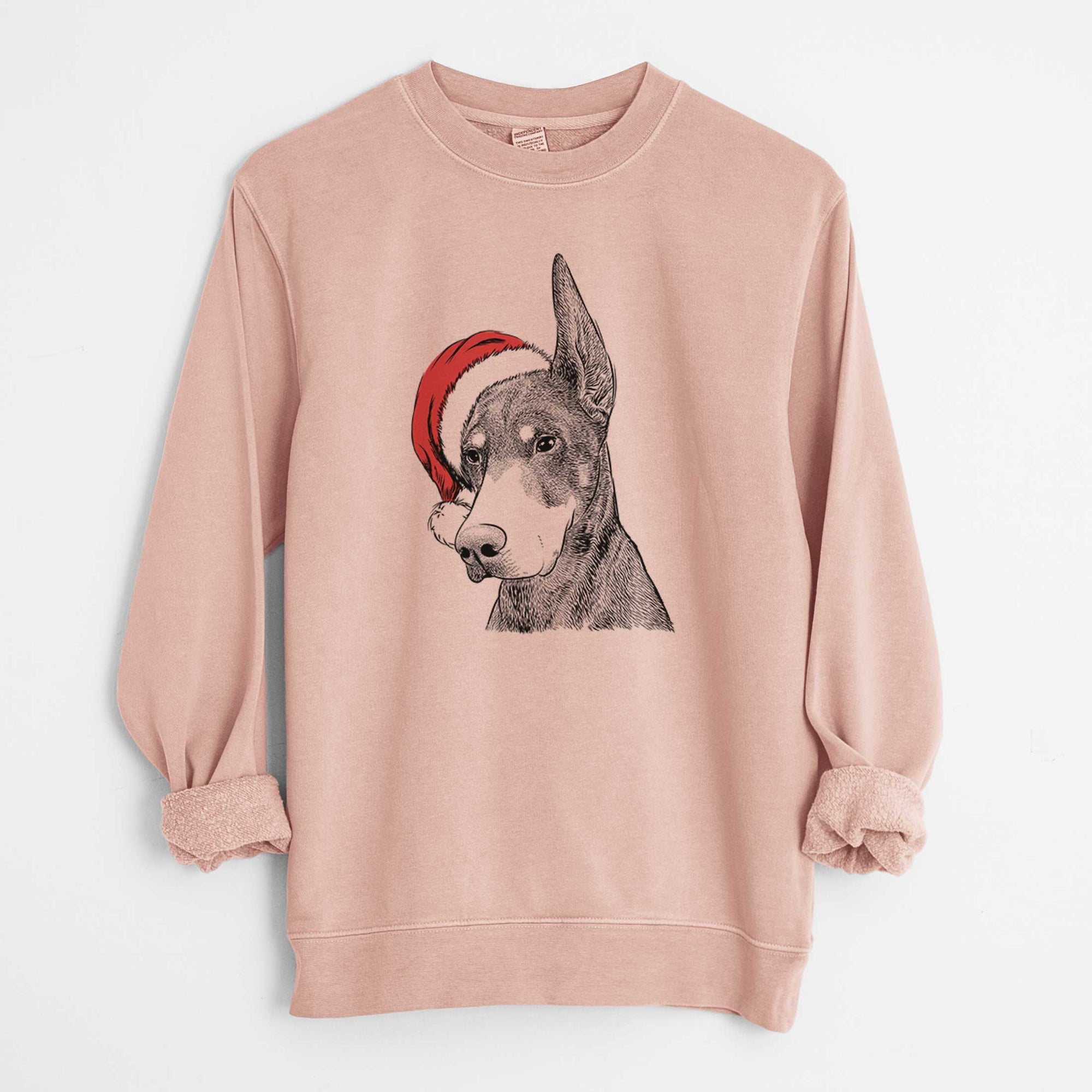 Santa Sunny the Doberman Pinscher - Unisex Pigment Dyed Crew Sweatshirt