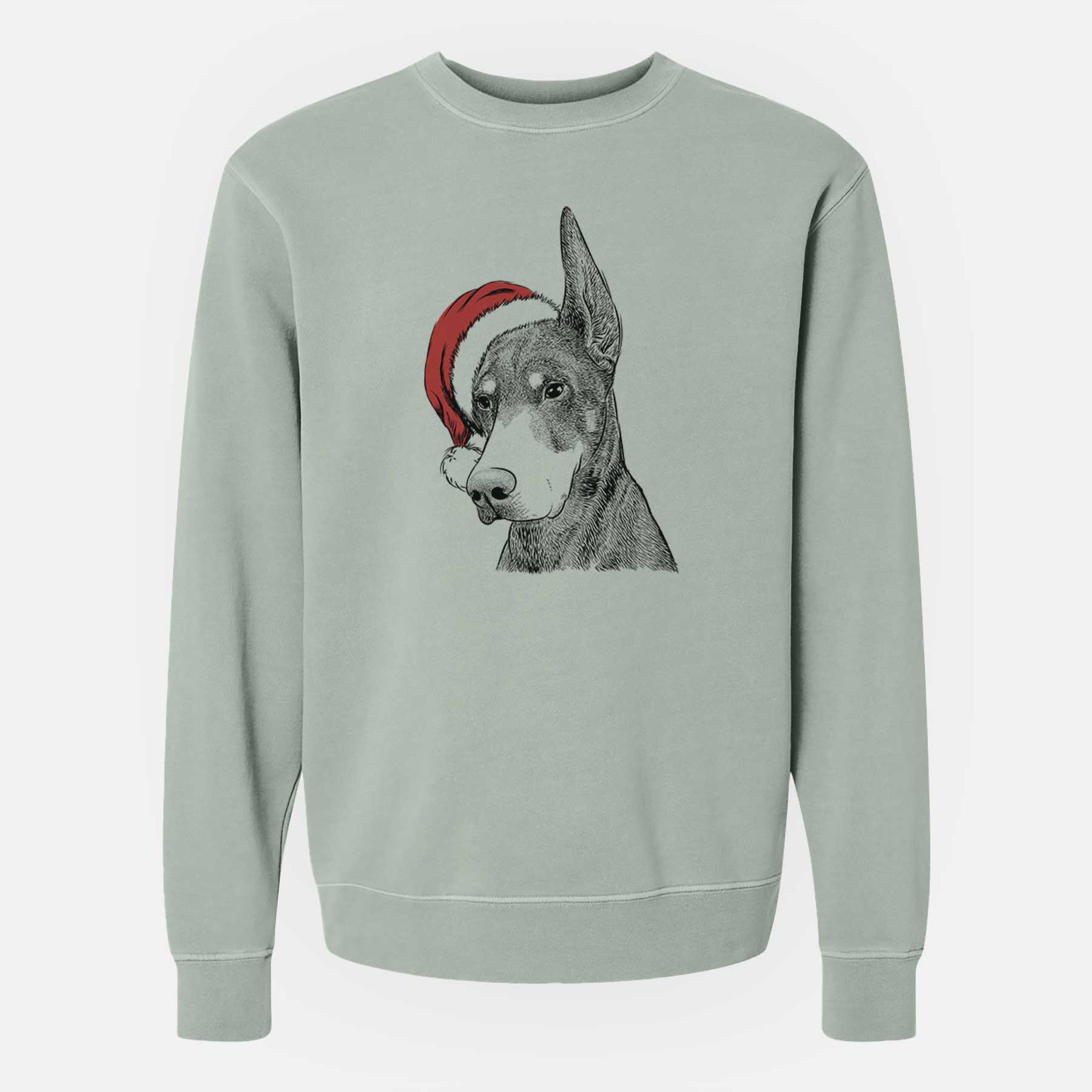 Santa Sunny the Doberman Pinscher - Unisex Pigment Dyed Crew Sweatshirt