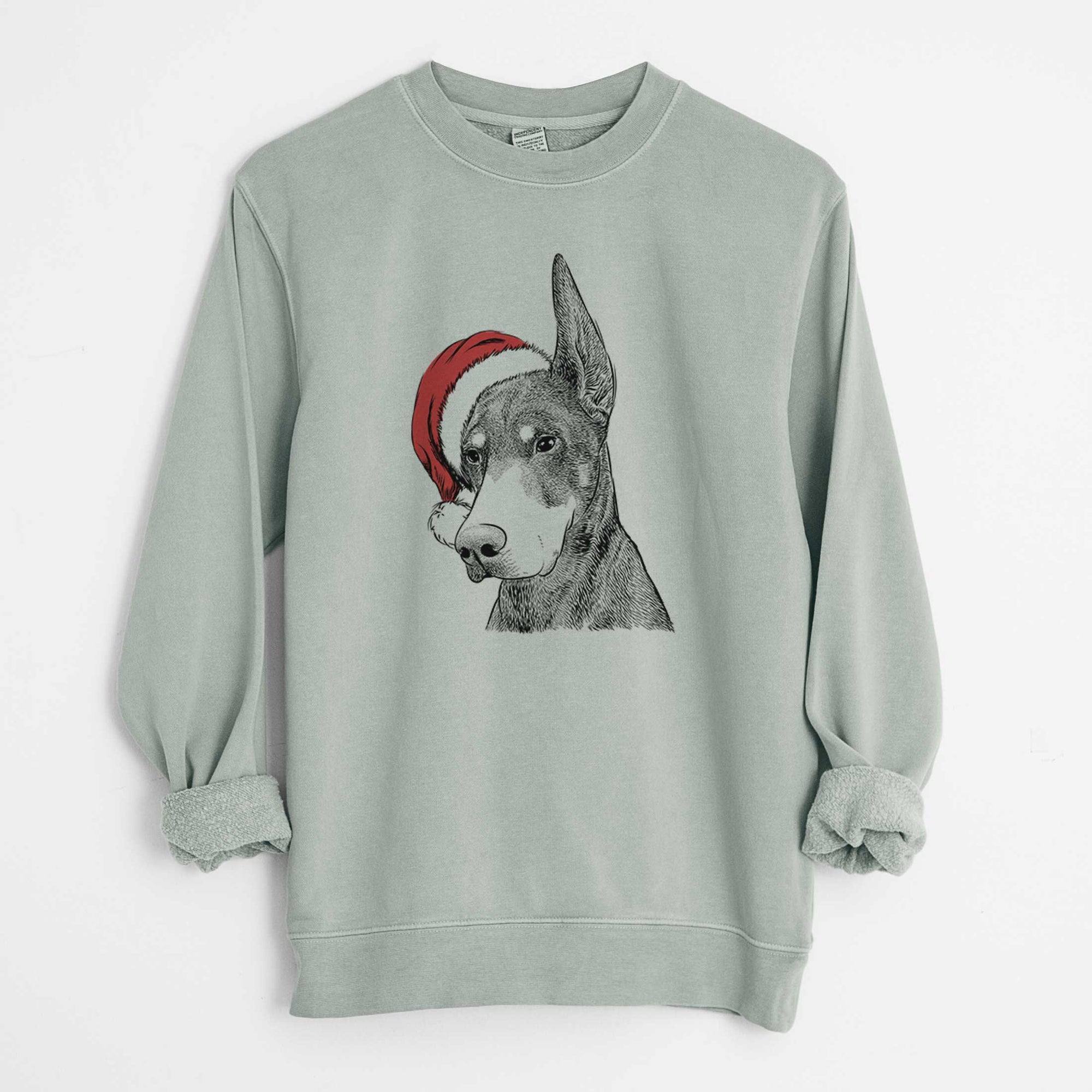 Santa Sunny the Doberman Pinscher - Unisex Pigment Dyed Crew Sweatshirt