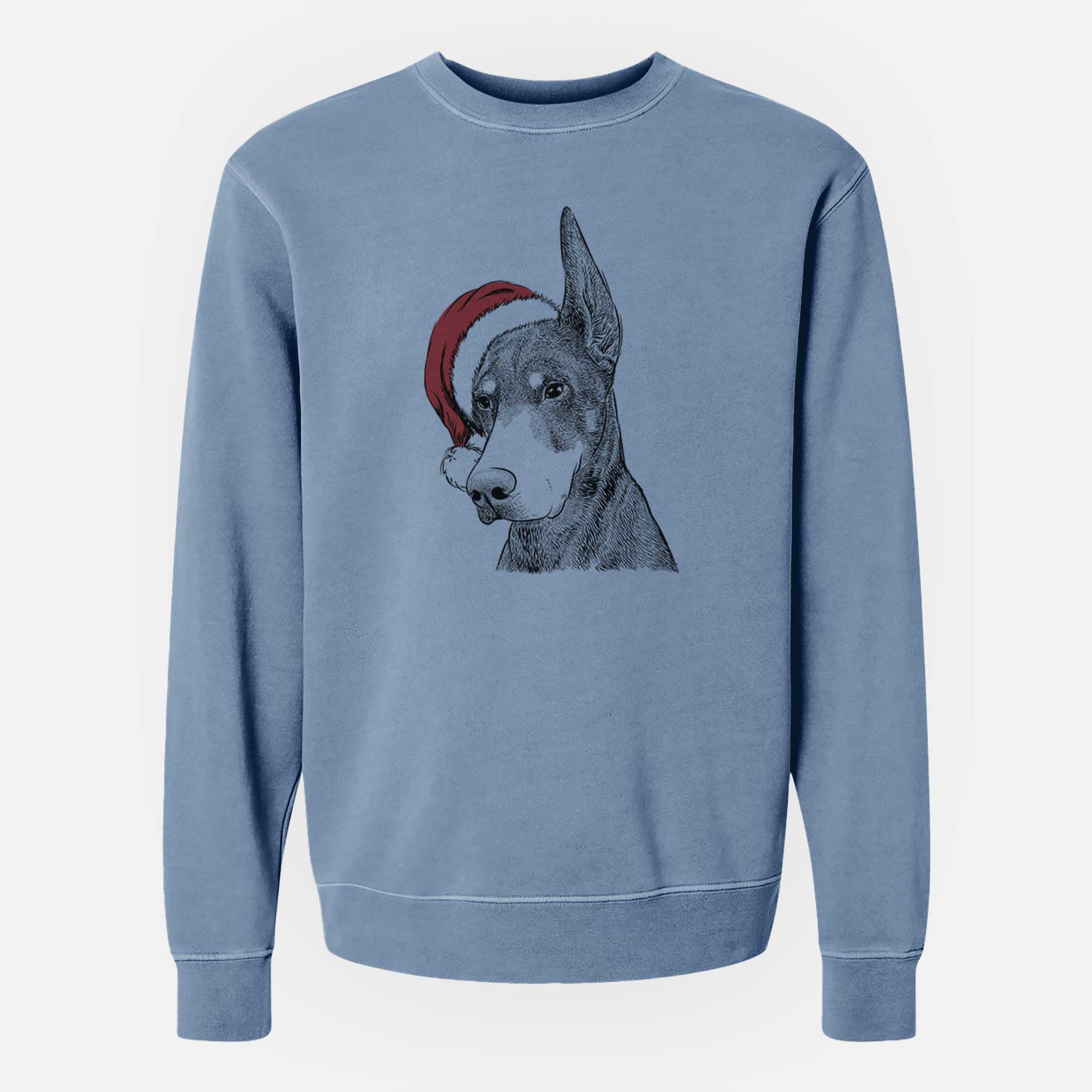 Santa Sunny the Doberman Pinscher - Unisex Pigment Dyed Crew Sweatshirt