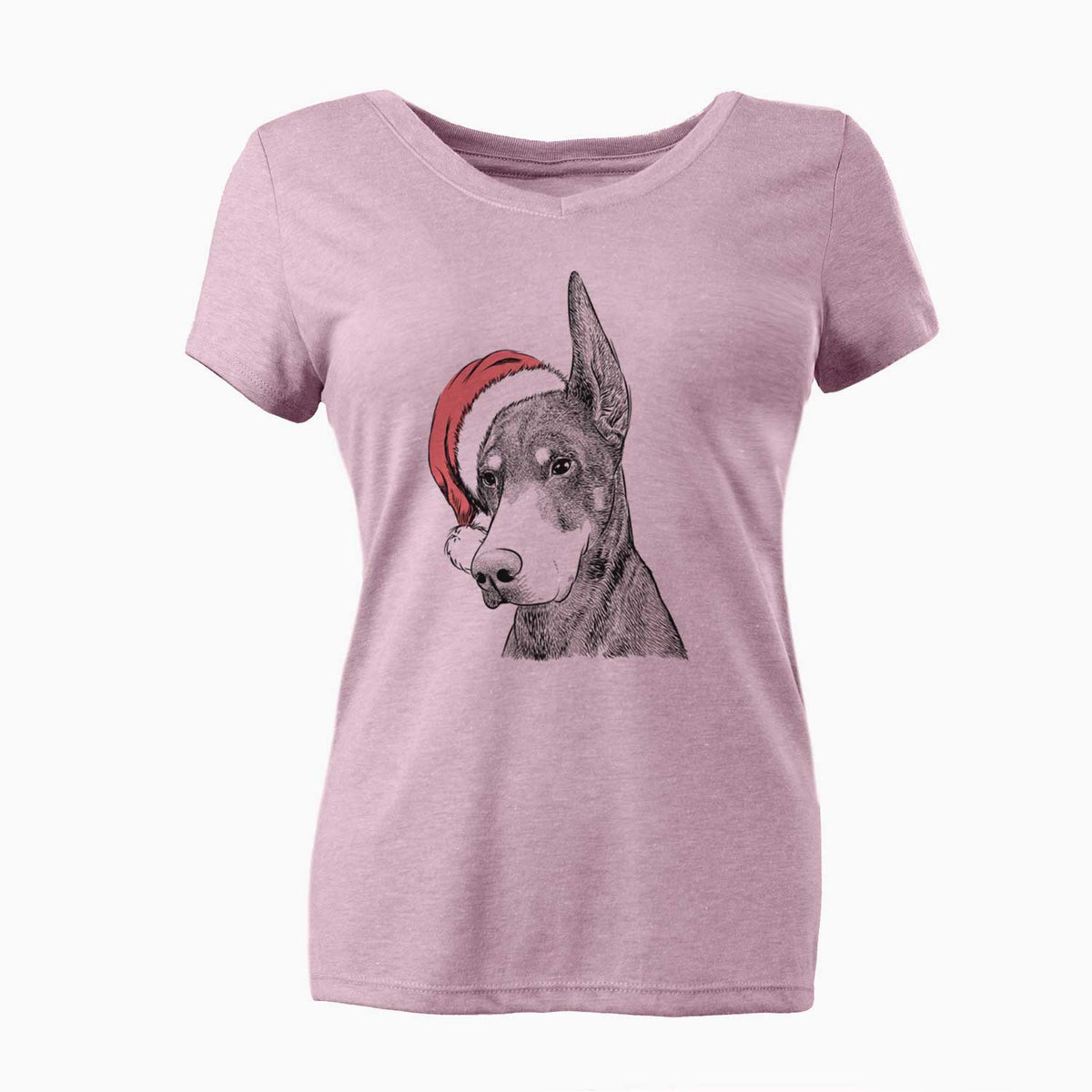 Santa Sunny the Doberman Pinscher - Women's V-neck Shirt