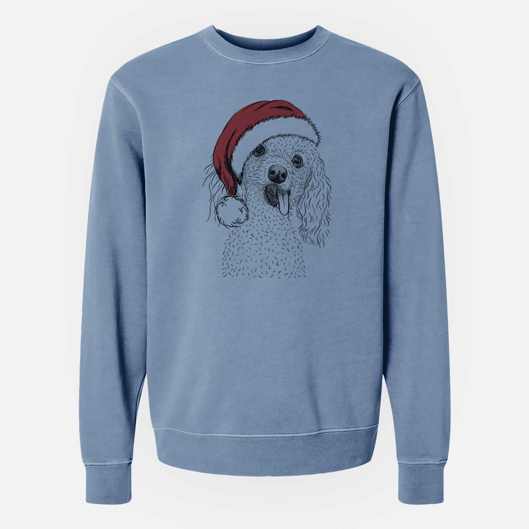 Santa Super Joey the Toy Poodle - Unisex Pigment Dyed Crew Sweatshirt