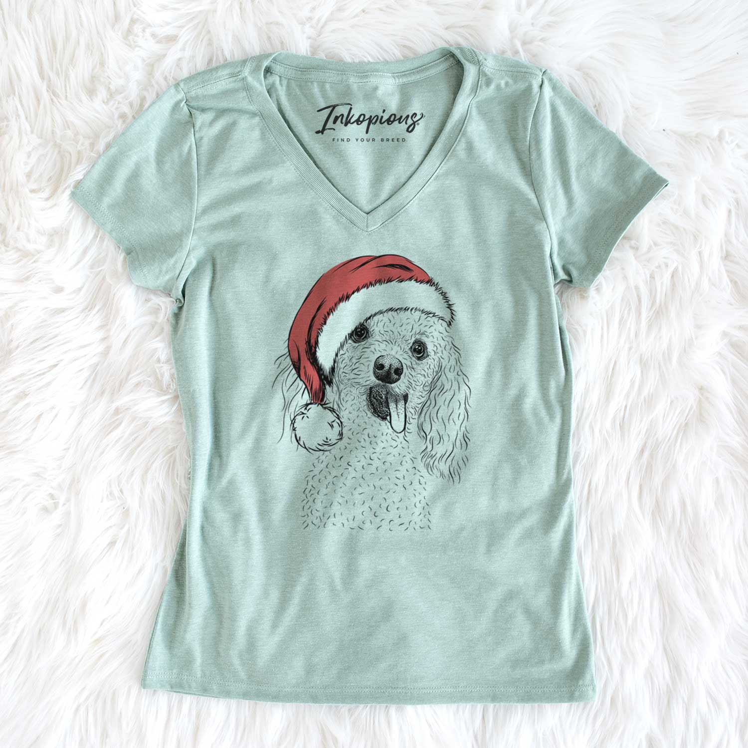 Santa Super Joey the Toy Poodle - Women's V-neck Shirt