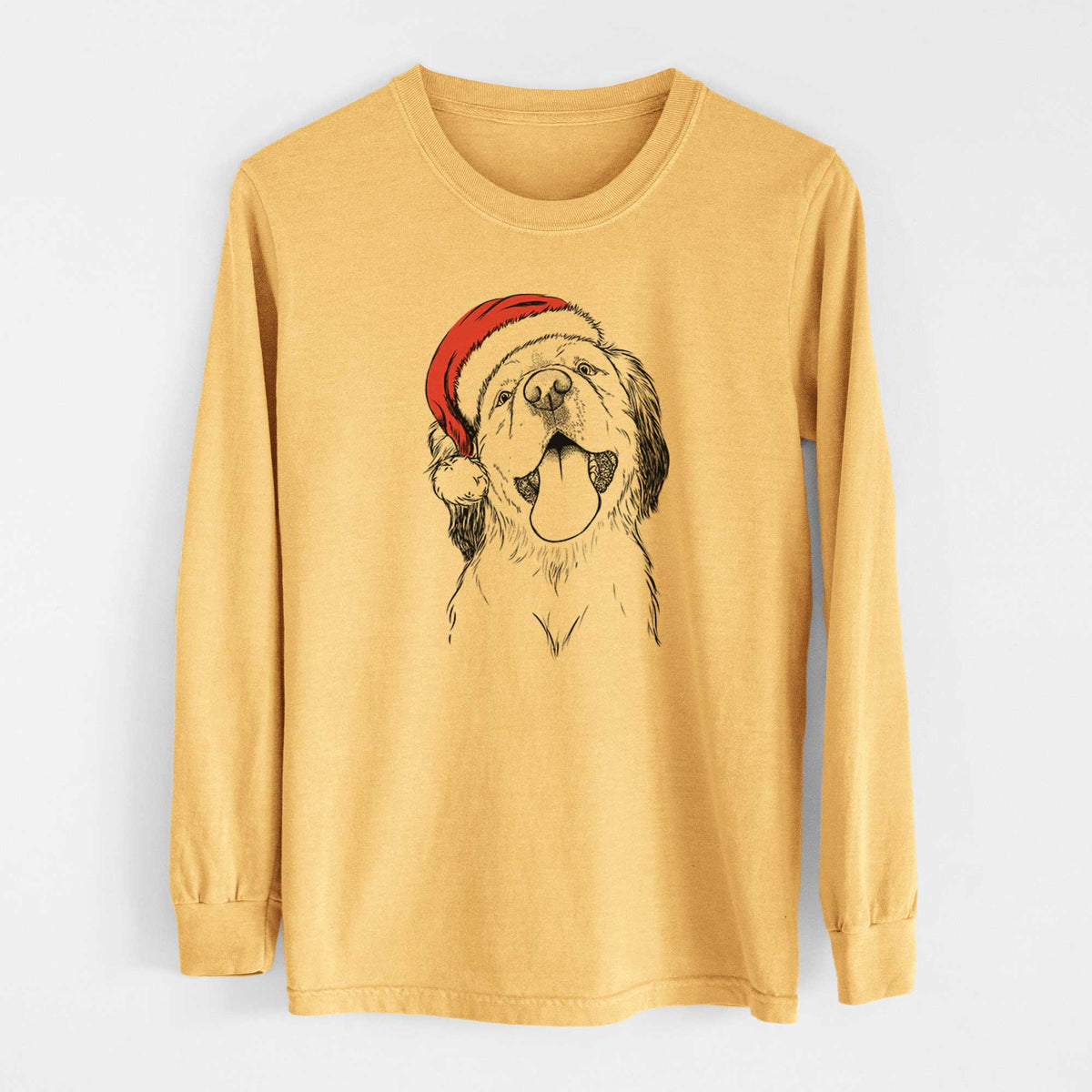 Santa Sven the Double Merle Spaniel Aussie Mix - Heavyweight 100% Cotton Long Sleeve