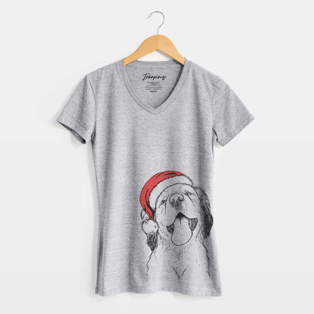 Santa Sven the Double Merle Spaniel Aussie Mix - Women's V-neck Shirt